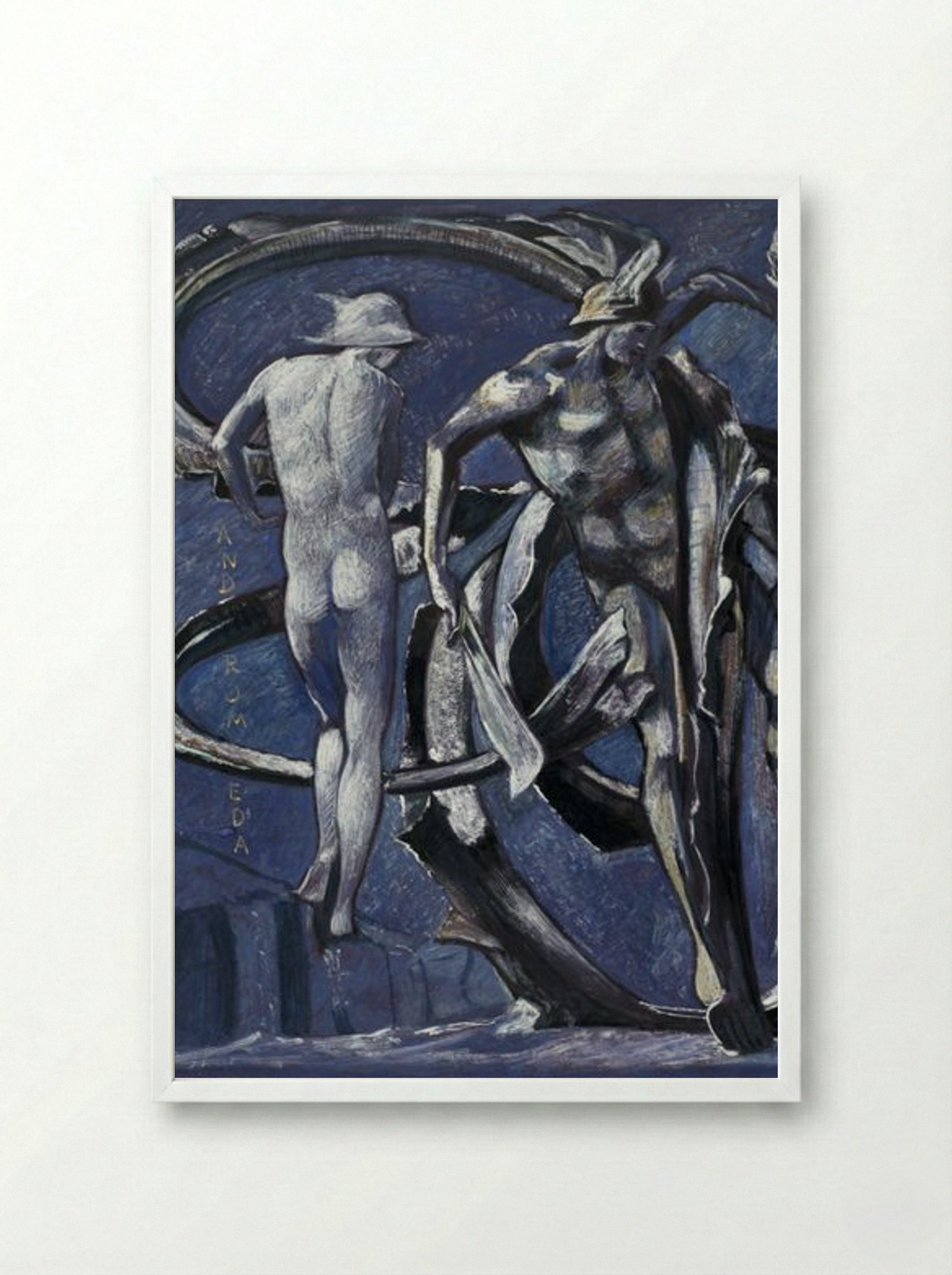 Study for 'Perseus and Andromeda: The Doom Fulfilled' - Edward Burne-Jones - Framed Print White