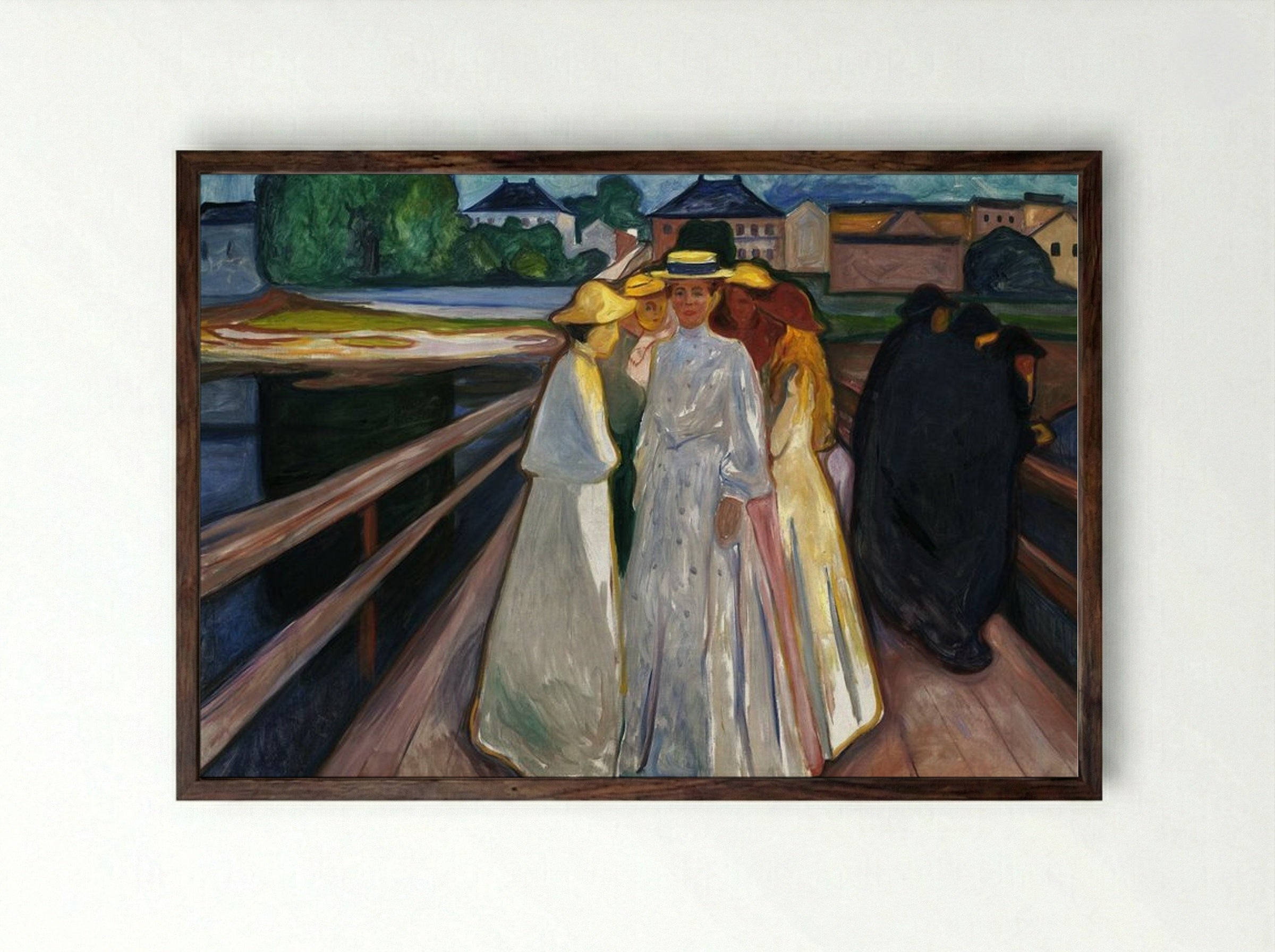 On the Bridge - Edvard Munch - Framed Print Dark Wood