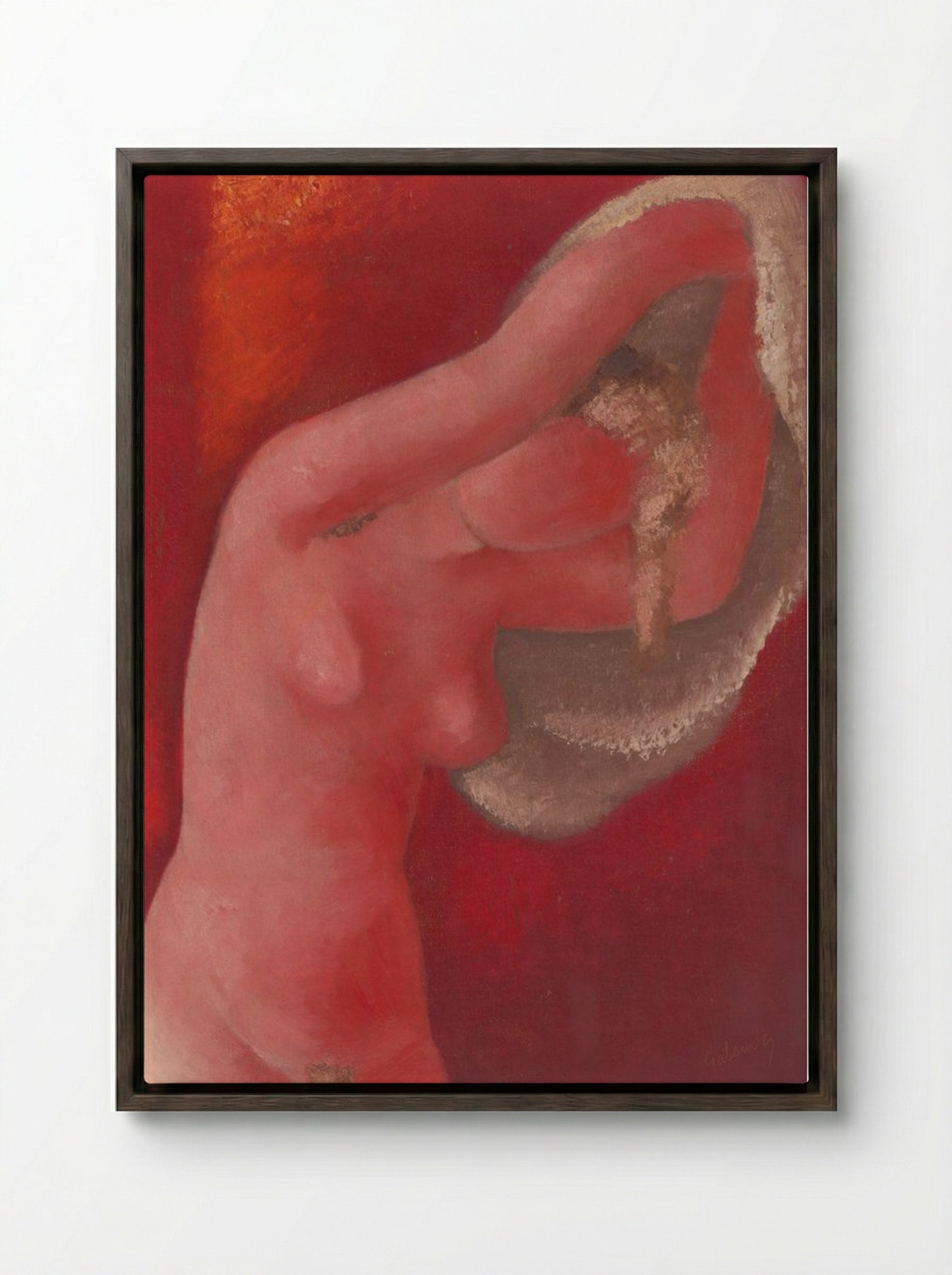 Woman Undressing - Mikuláš Galanda - Framed Canvas Dark Wood