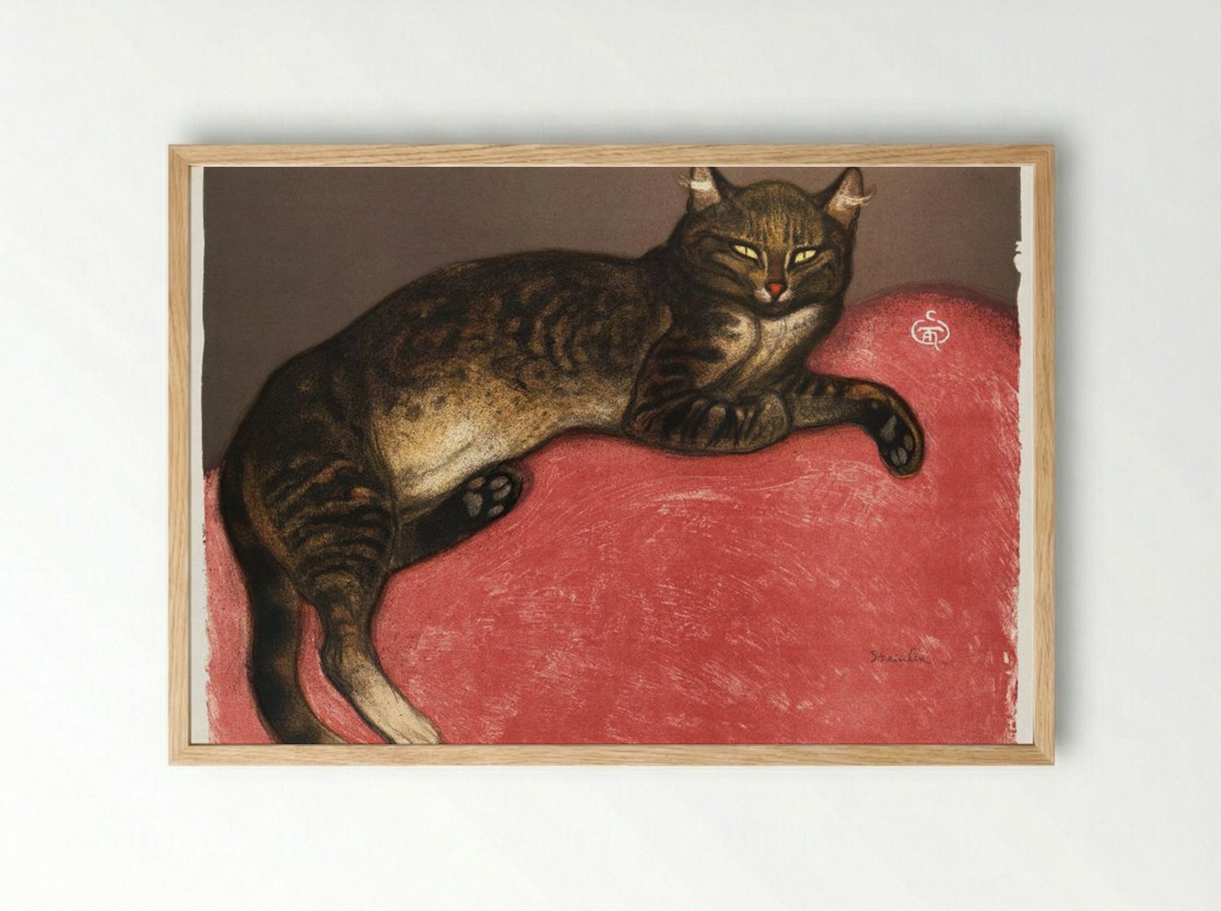 L'Hiver, Chat sur un Coussin - Théophile Alexandre Steinlen - Framed Print Wood