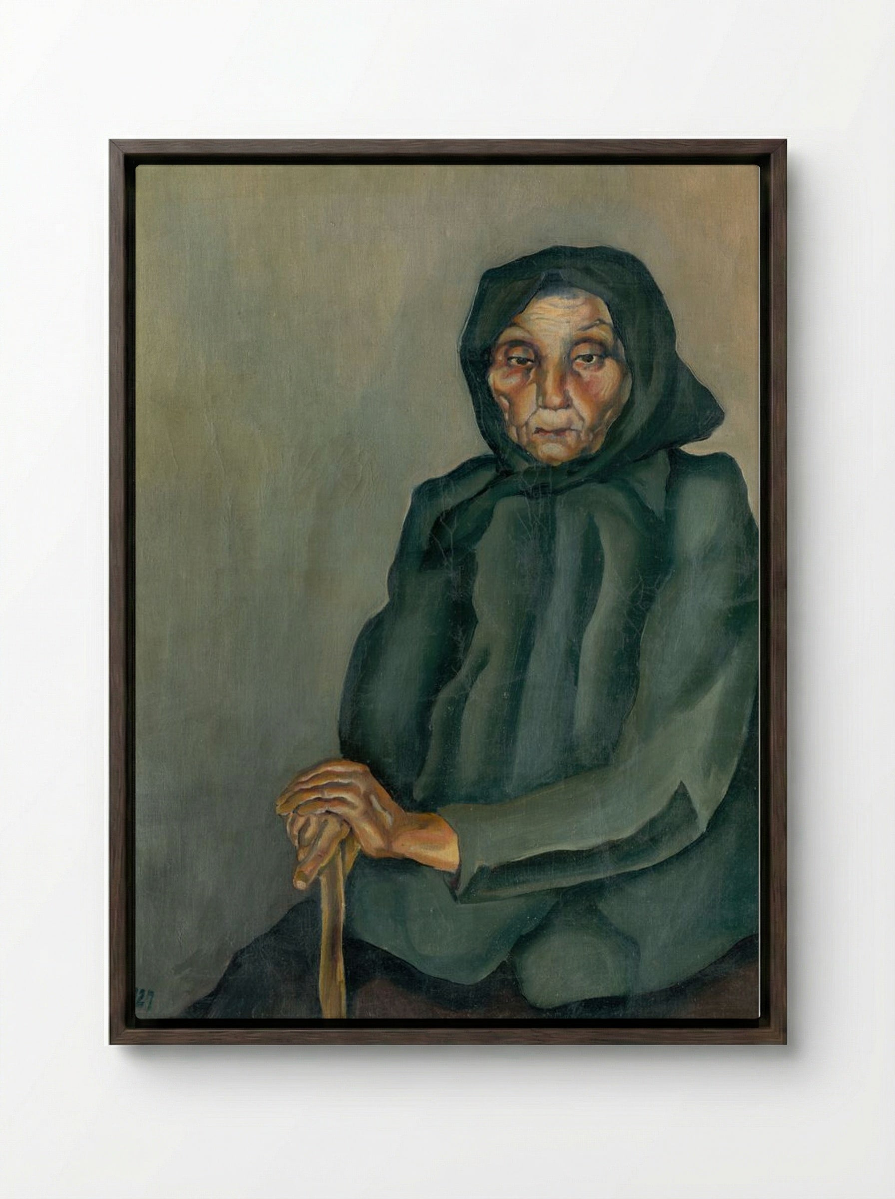 Old Age - Konstantin Bauer - Framed Canvas Dark Wood