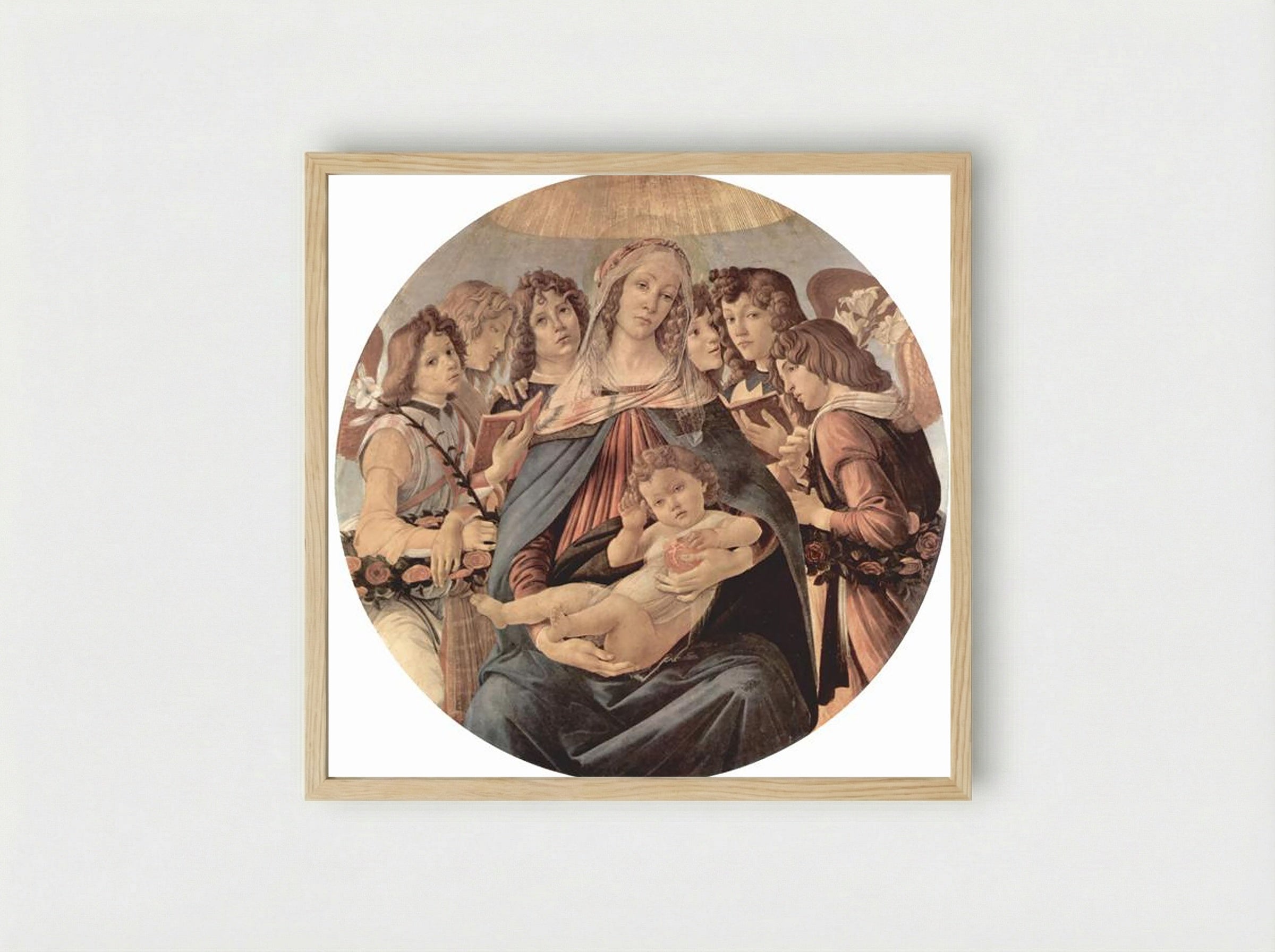 The Virgin Adoring the Child - Sandro Botticelli - Framed Print Wood