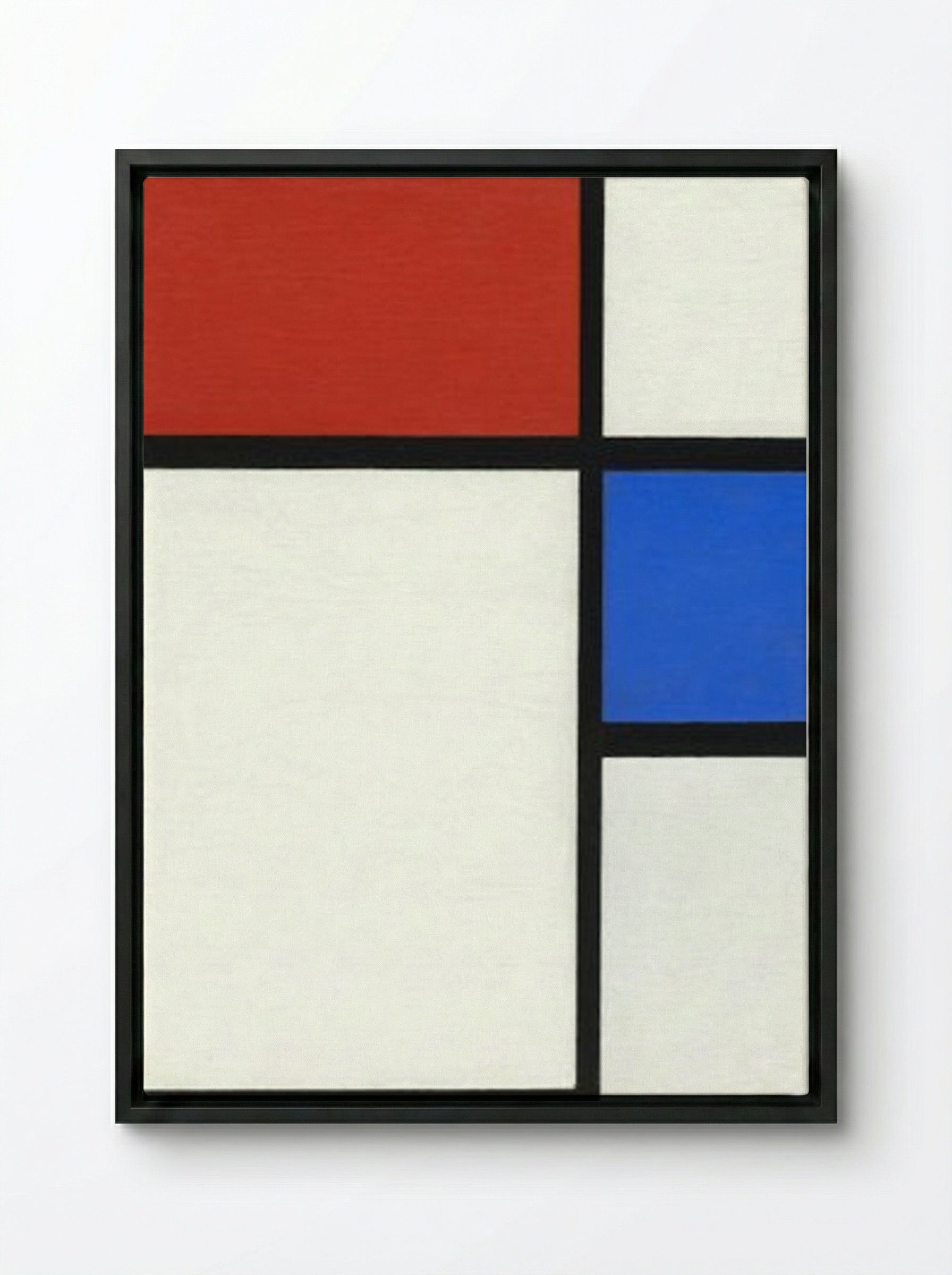 Composition No. II with Red and Blue - Piet Mondrian - Framed Canvas Black