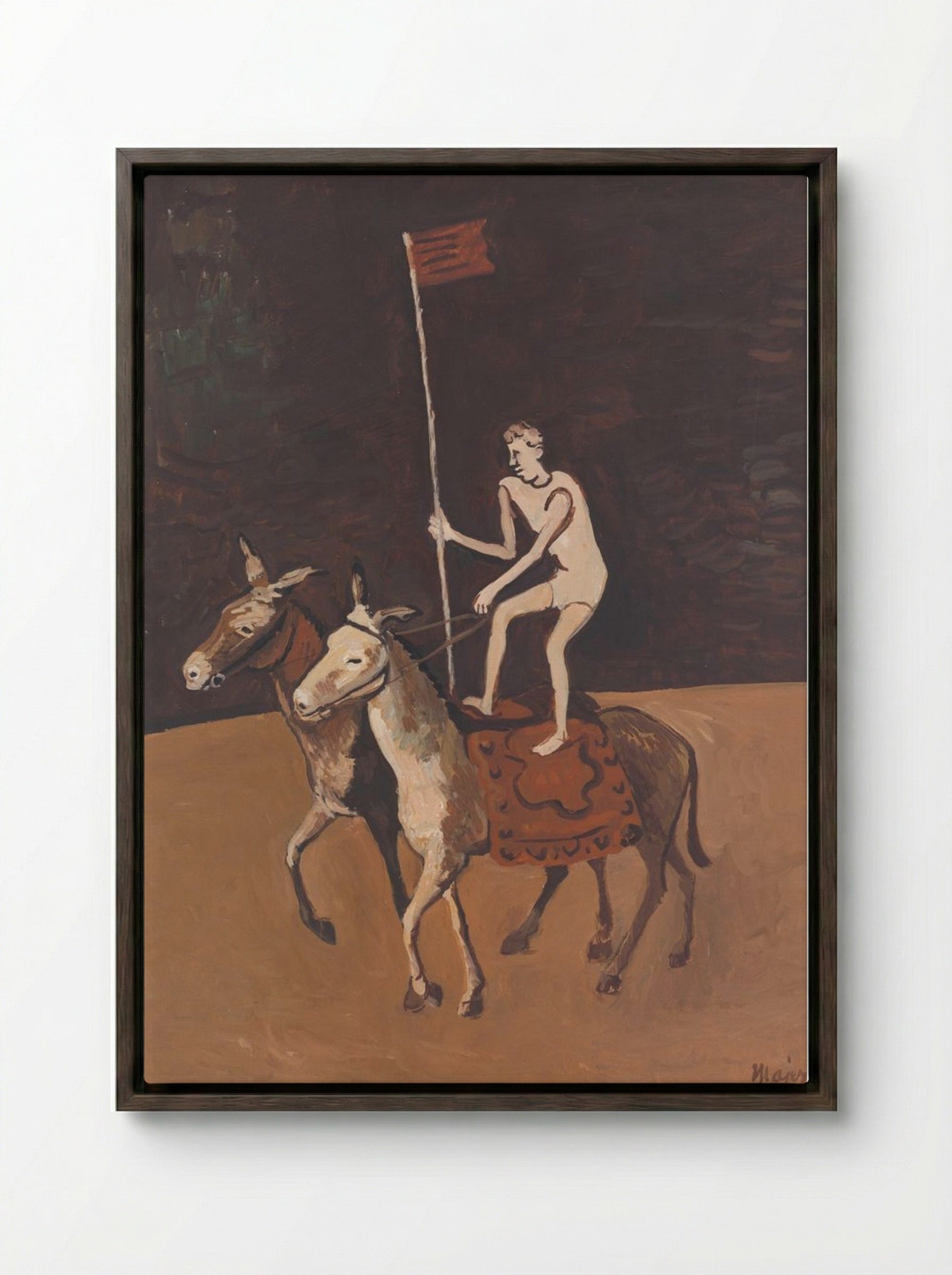 Circus Performer on Horses - Cyprián Majerník - Framed Canvas Dark Wood