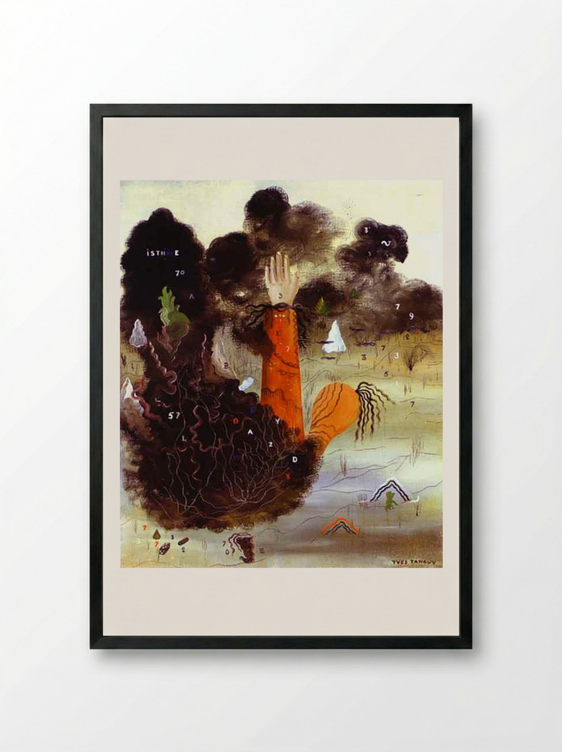 The Hand in the Clouds - Yves Tanguy - Framed Print Black