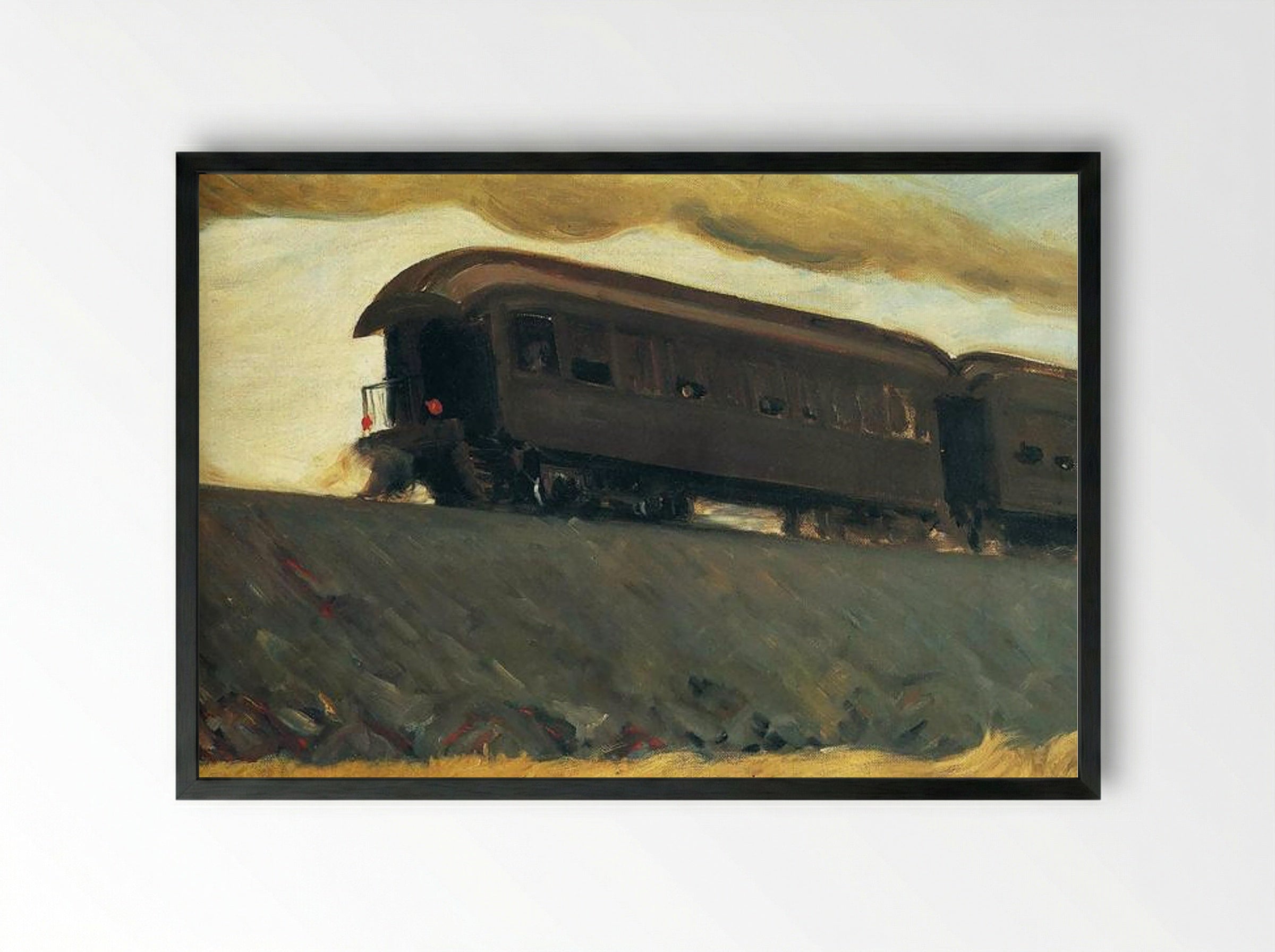 Railroad Train - Edward Hopper - Framed Print Black