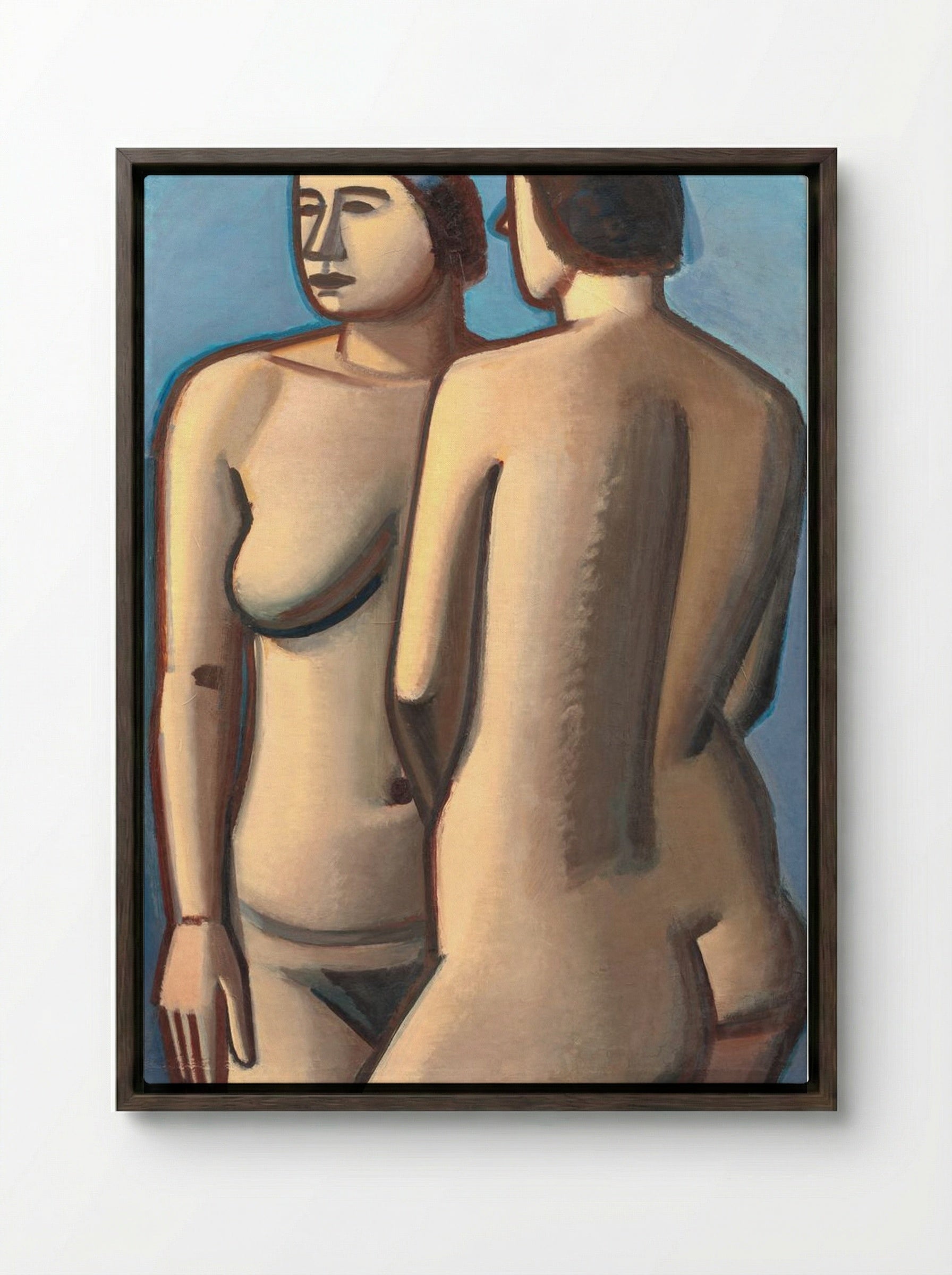 Two Female Nudes - Vilhelm Lundstrøm - Framed Canvas Dark Wood