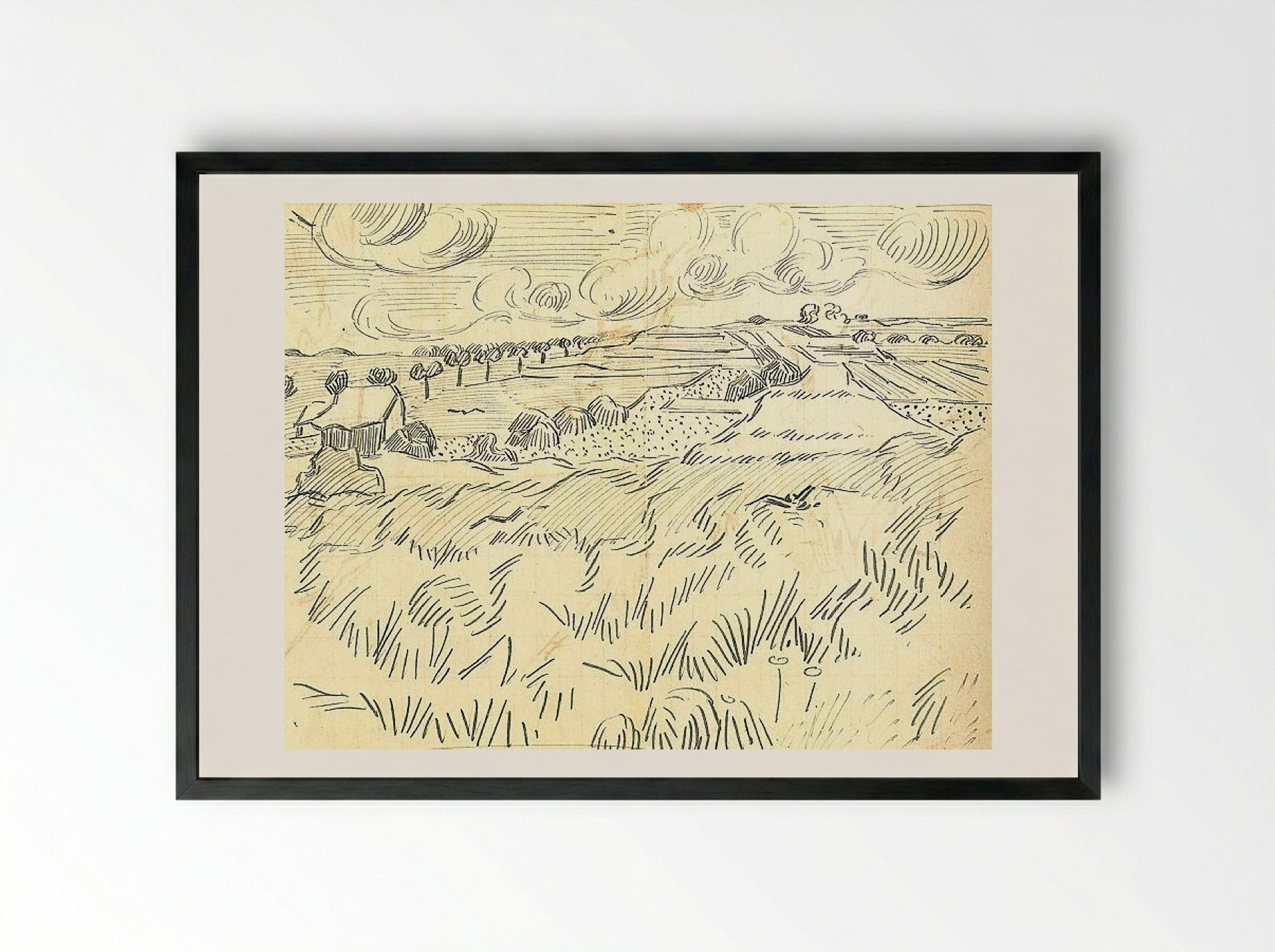 Wheatfield - Vincent van Gogh - Framed Print Black