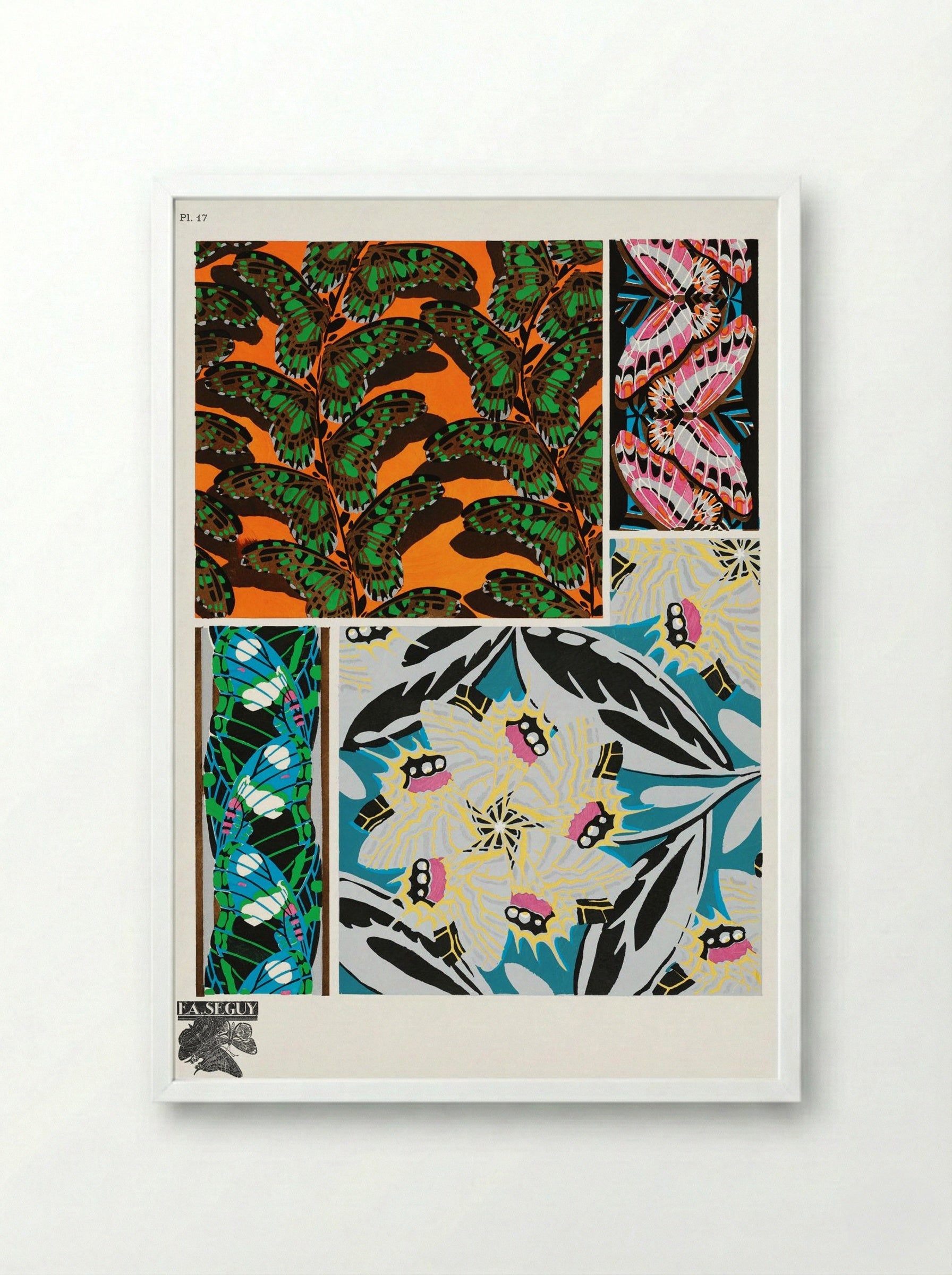 Butterflies Pattern Plate 17 - Émile-Allain Séguy - Framed Print White