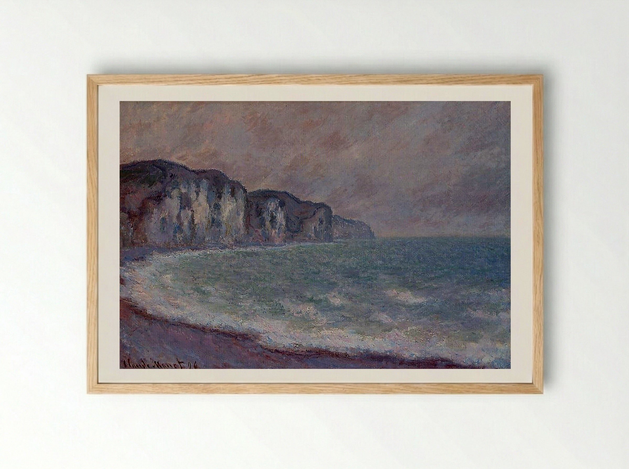 Cliff at Pourville - Claude Monet - Framed Print Wood