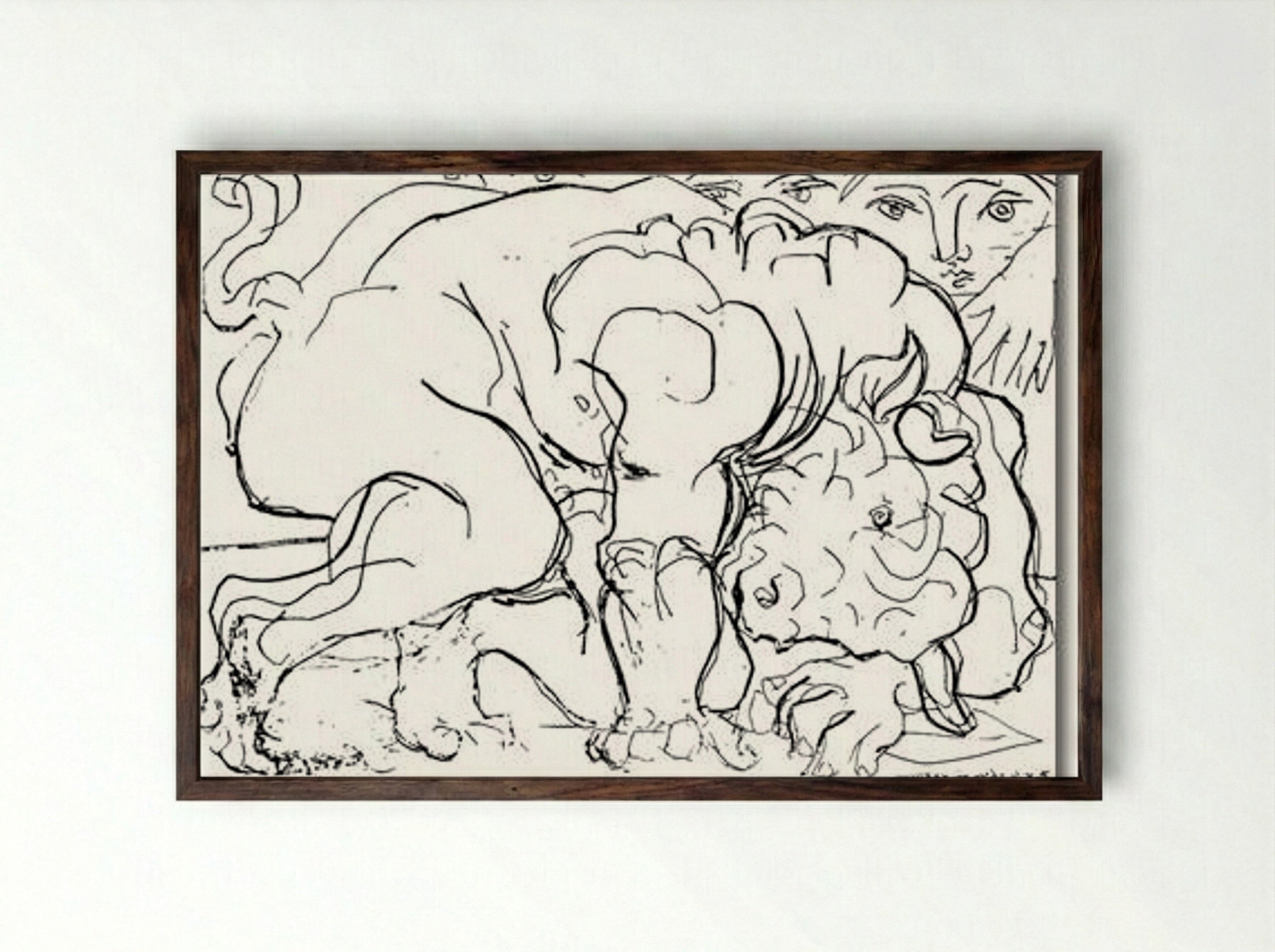 Minotaur is Wounded - Pablo Picasso - Framed Print Dark Wood