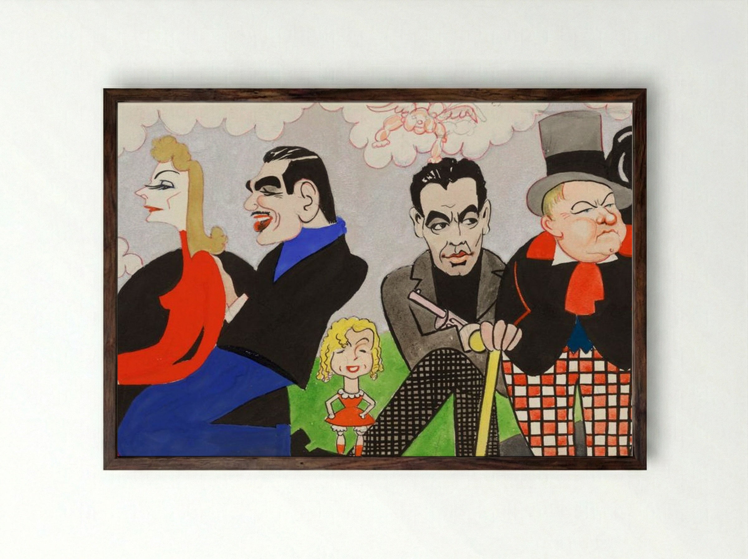 Mural Study 4 - John Decker - Framed Print Dark Wood