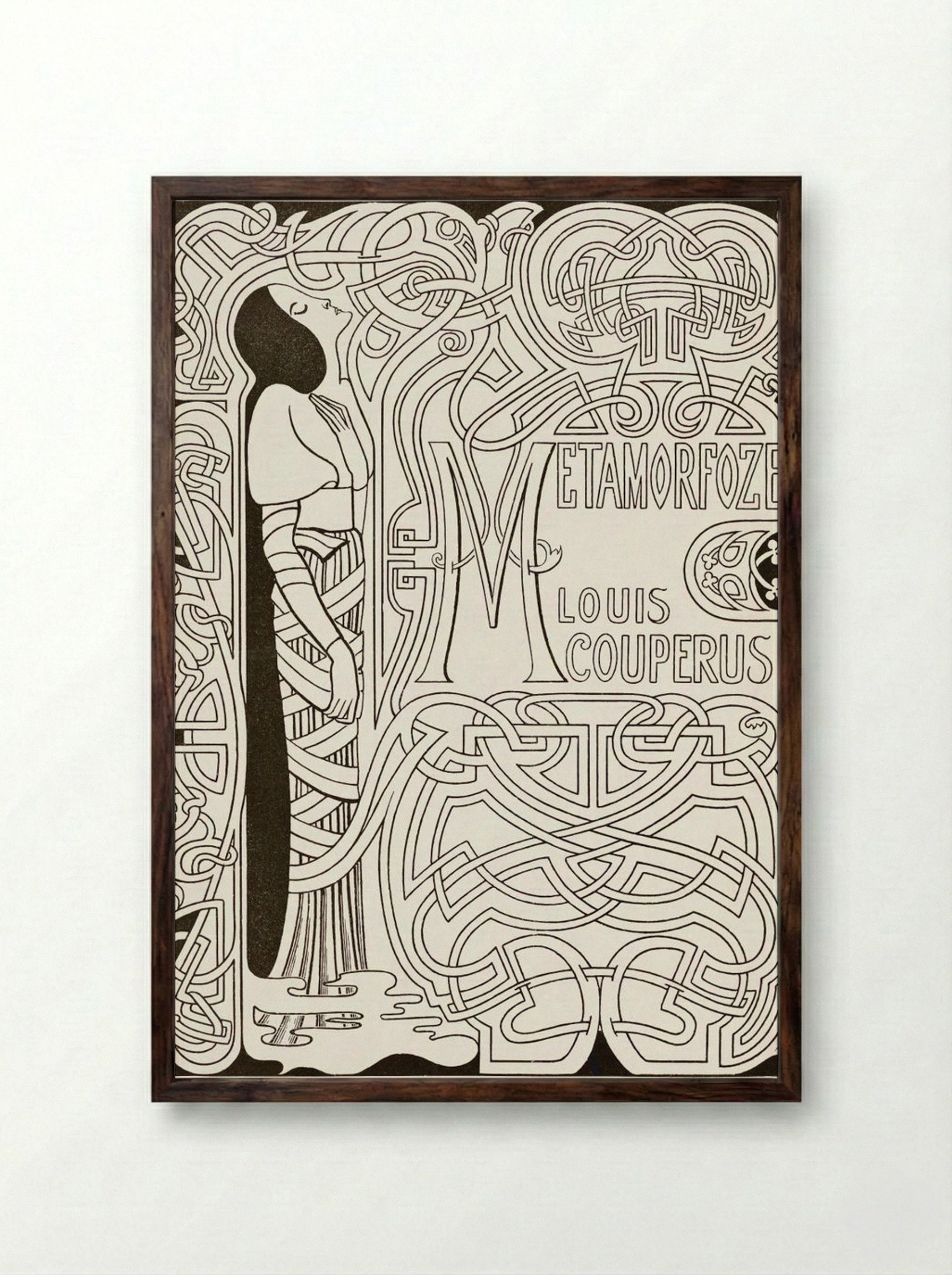Book Binding Design for 'Metamorfoze' by Louis Couperus - Jan Toorop - Framed Print Dark Wood
