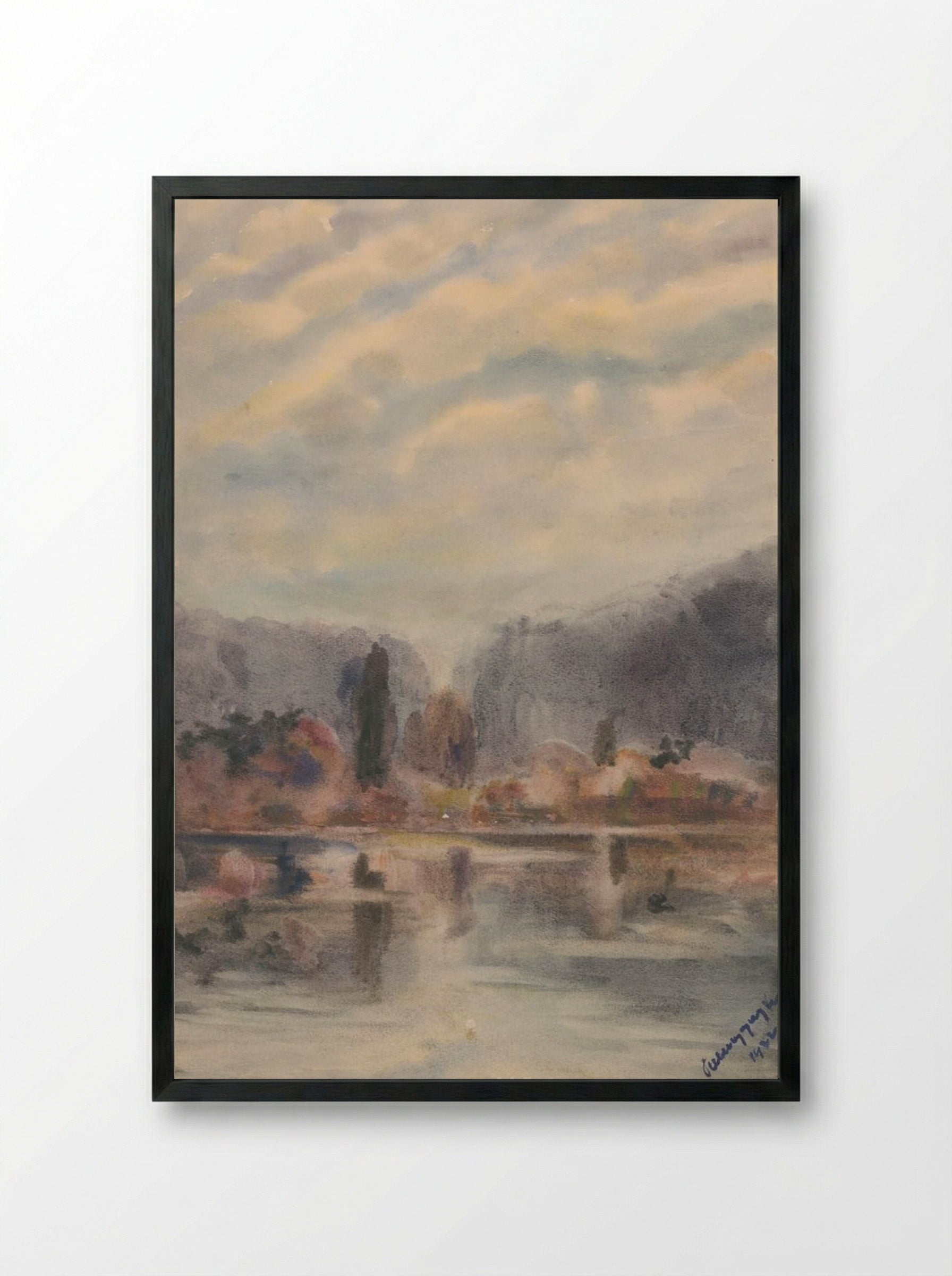 Twilight at a Pond - Zolo Palugyay - Framed Print Black