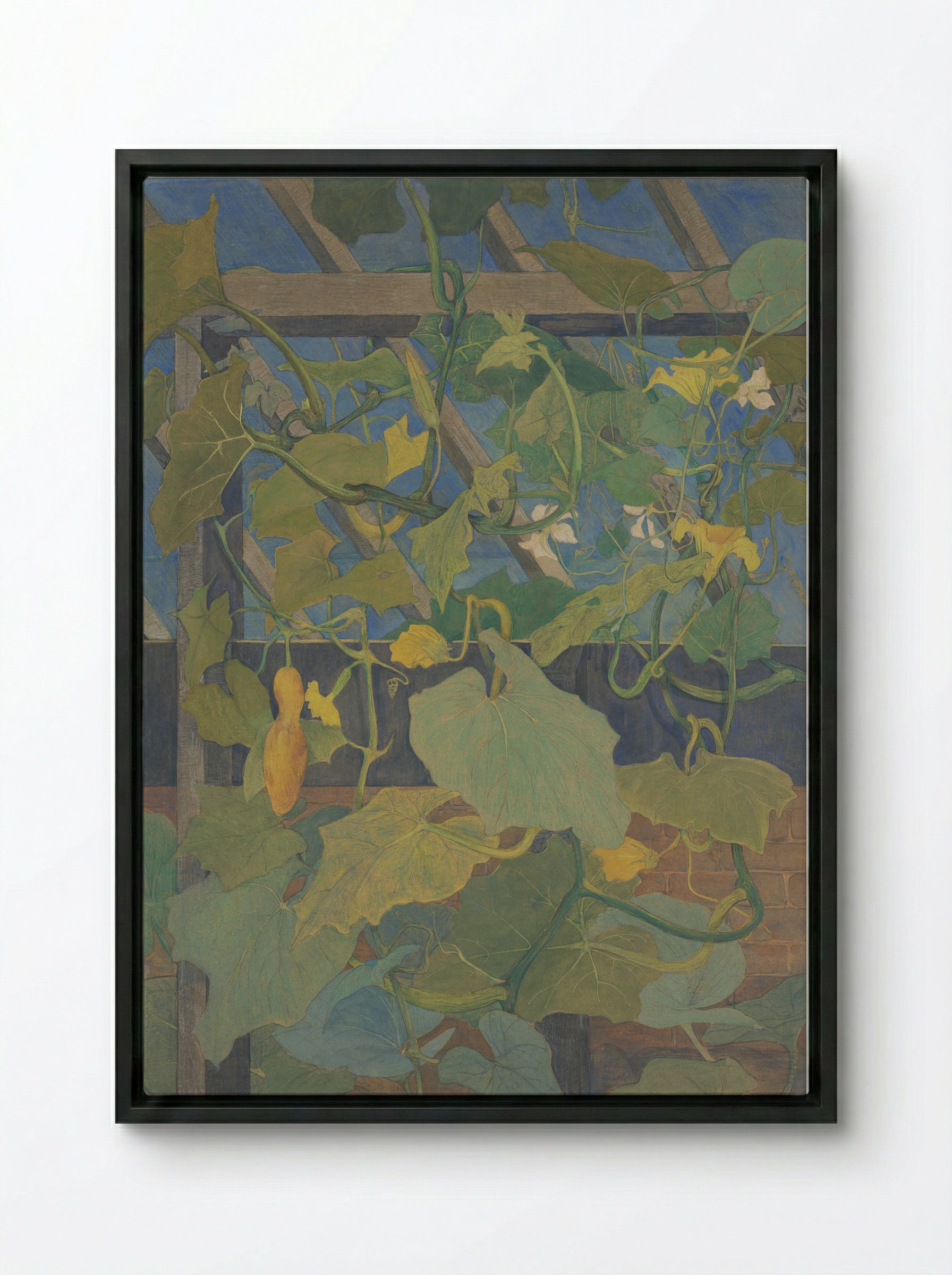 Greenhouse with Ornamental Gourds - Theo van Hoytema - Framed Canvas Black