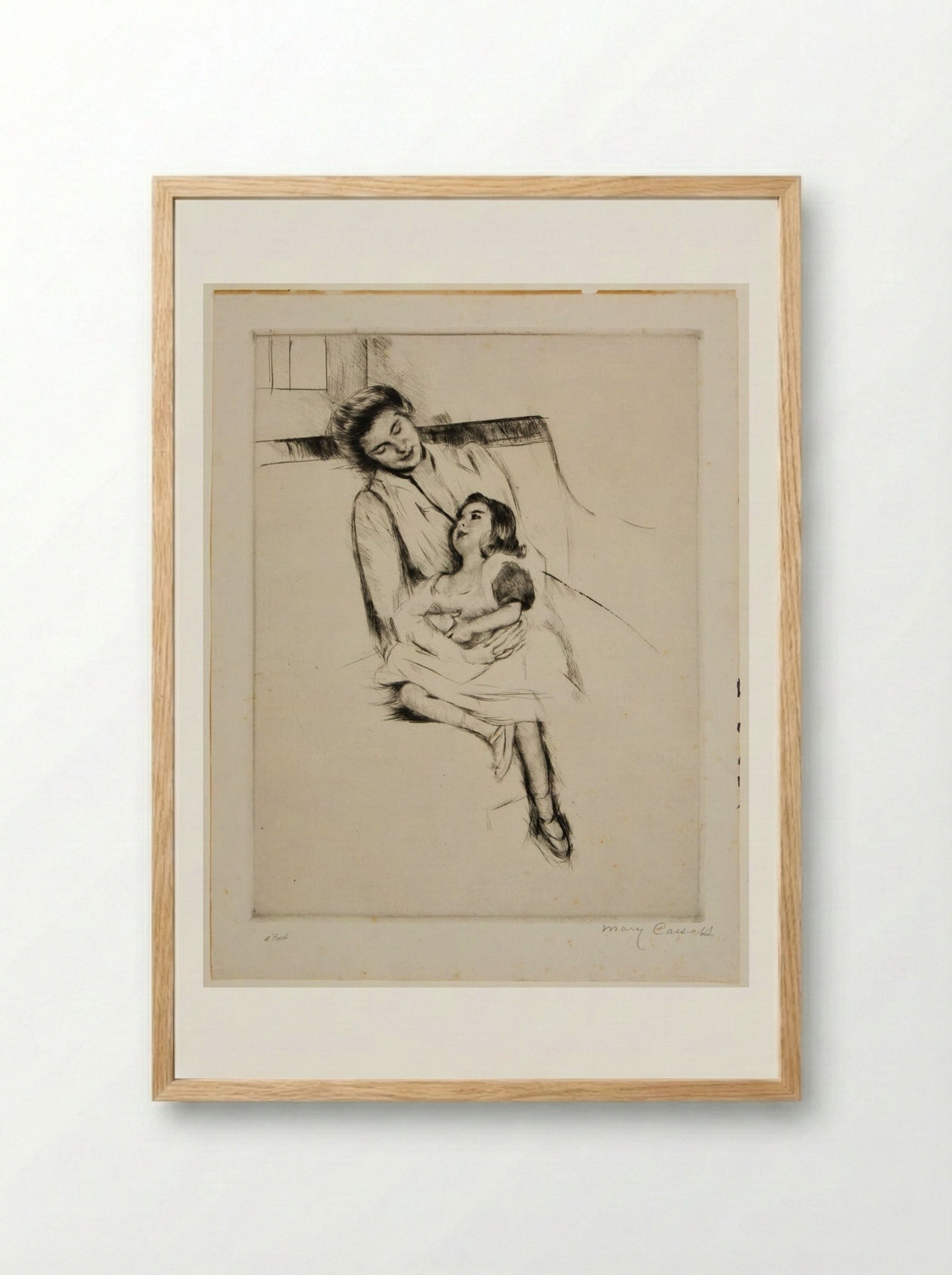 Reine and Margot Seated on a Sofa (No. 2) - Mary Cassatt - Framed Print Wood