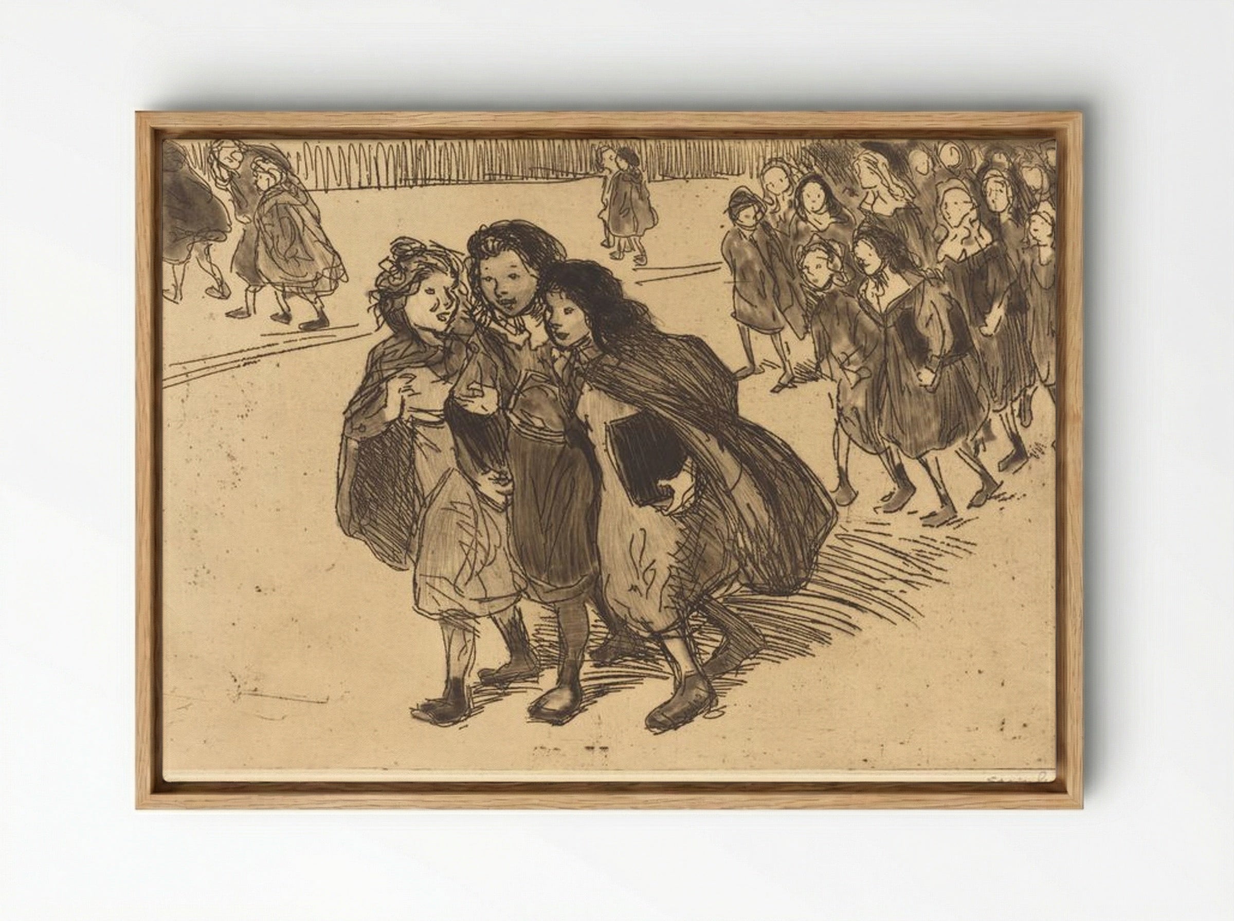Girls Coming from School - Théophile Alexandre Steinlen - Framed Canvas Wood