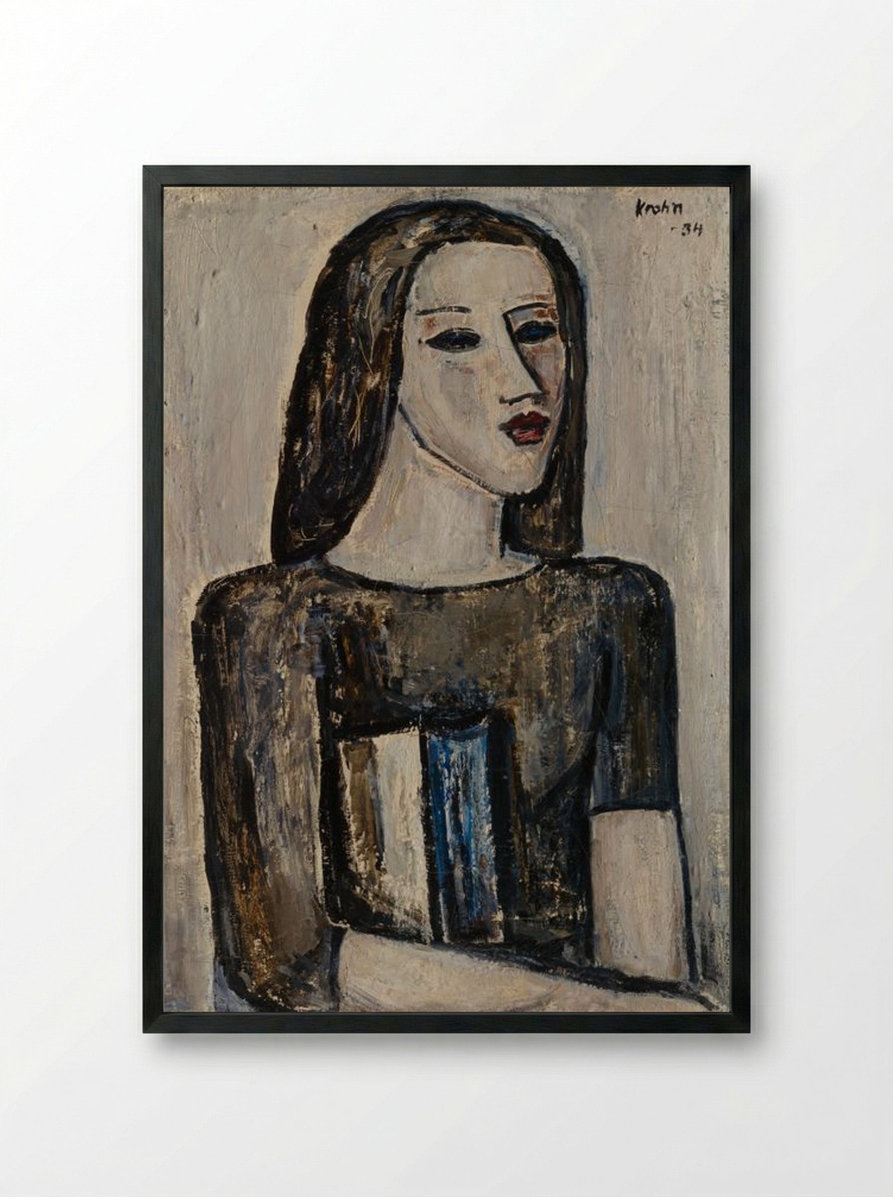 Schoolgirl - Ernst Krohn - Framed Print Black