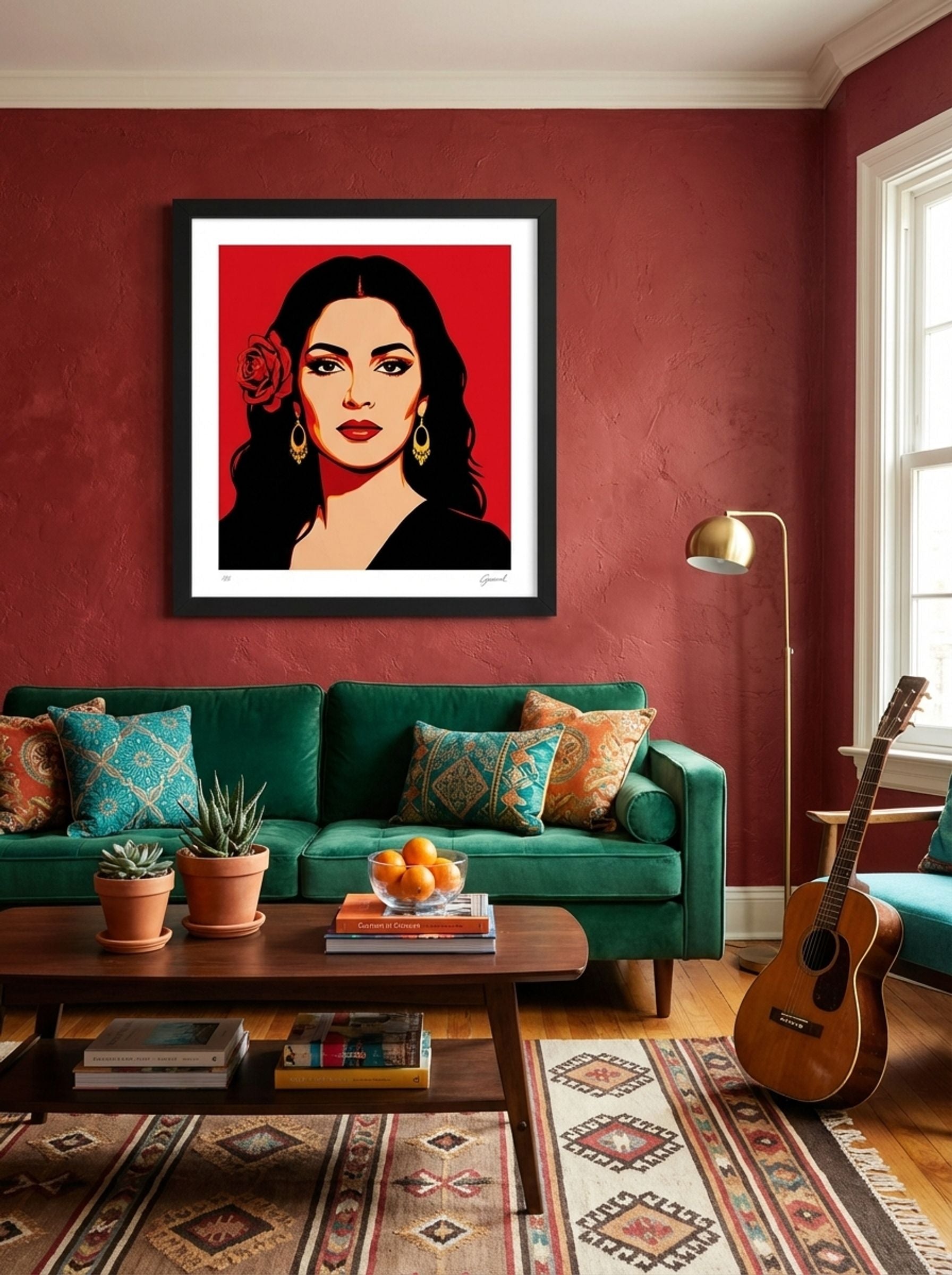Carmen in Crimson – Bold Latin Pop Art Portrait - Lifestyle
