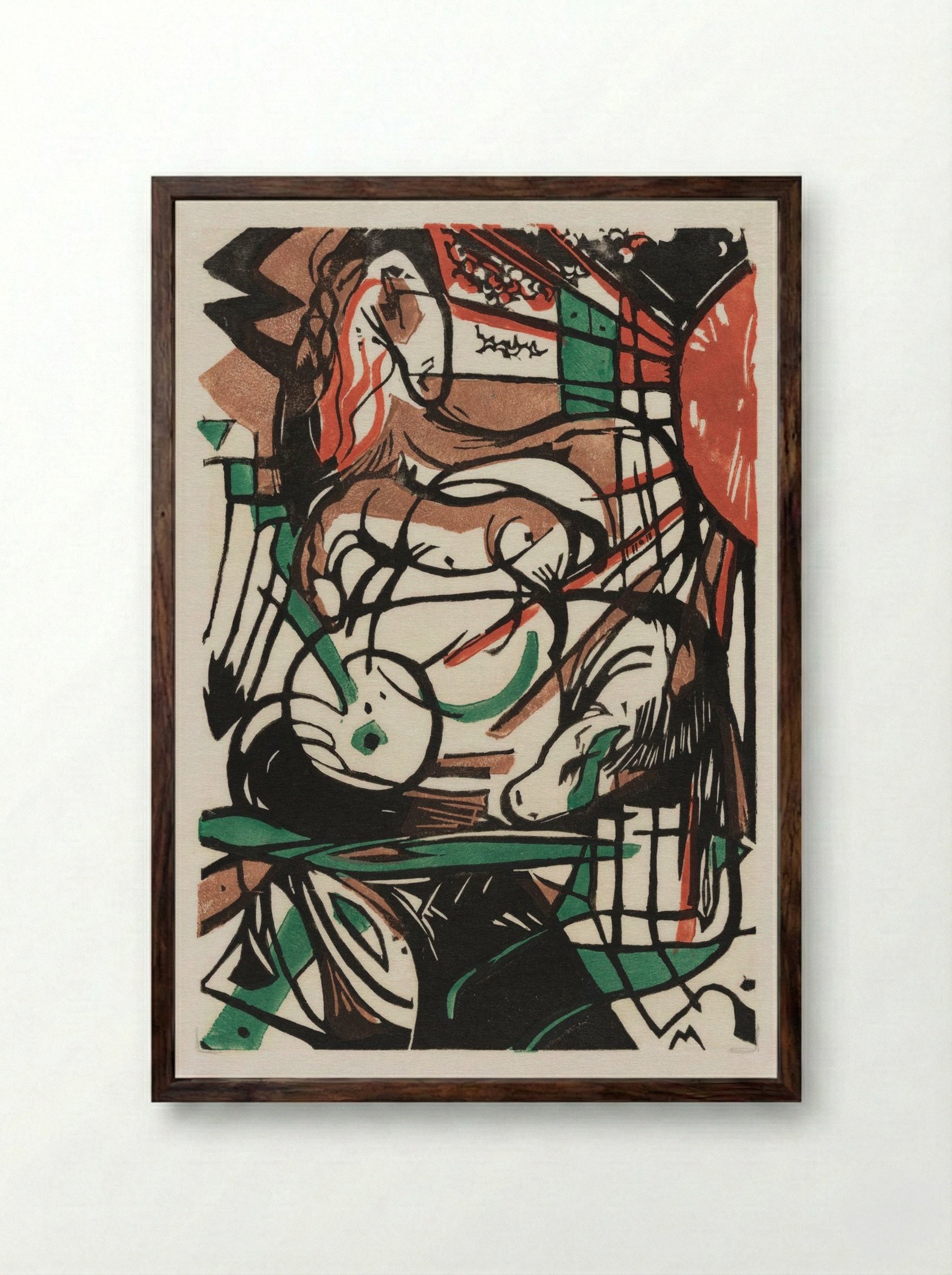 The Birth of Horses - Franz Marc - Framed Print Dark Wood