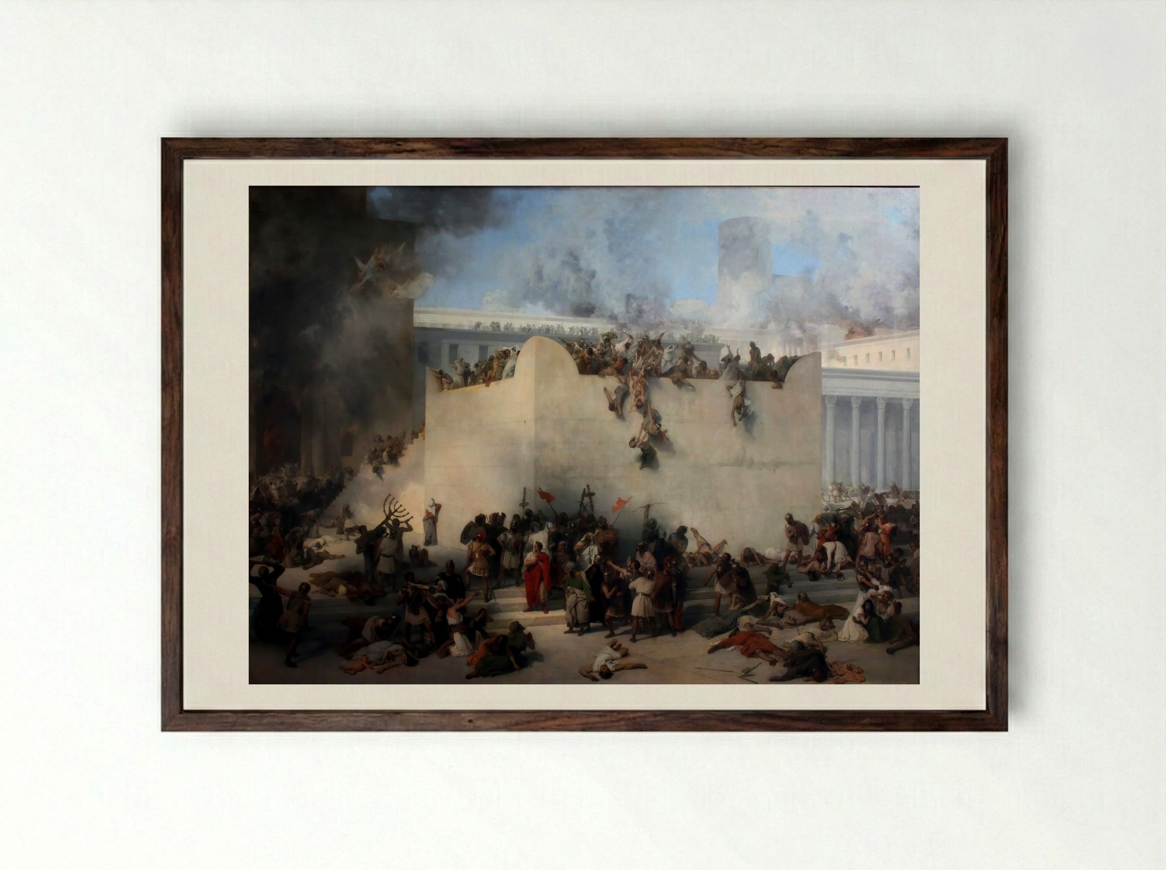 The Destruction of the Temple of Jerusalem - Francesco Hayez - Framed Print Dark Wood