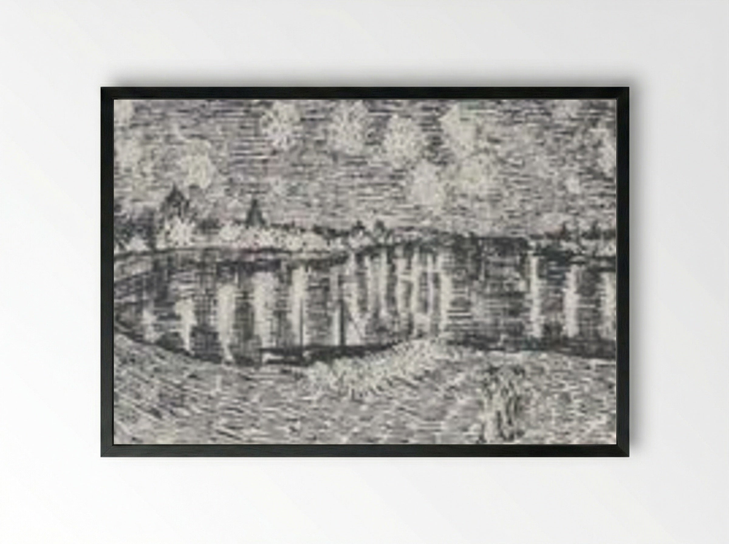 The Starry Night - Vincent van Gogh - Framed Print Black