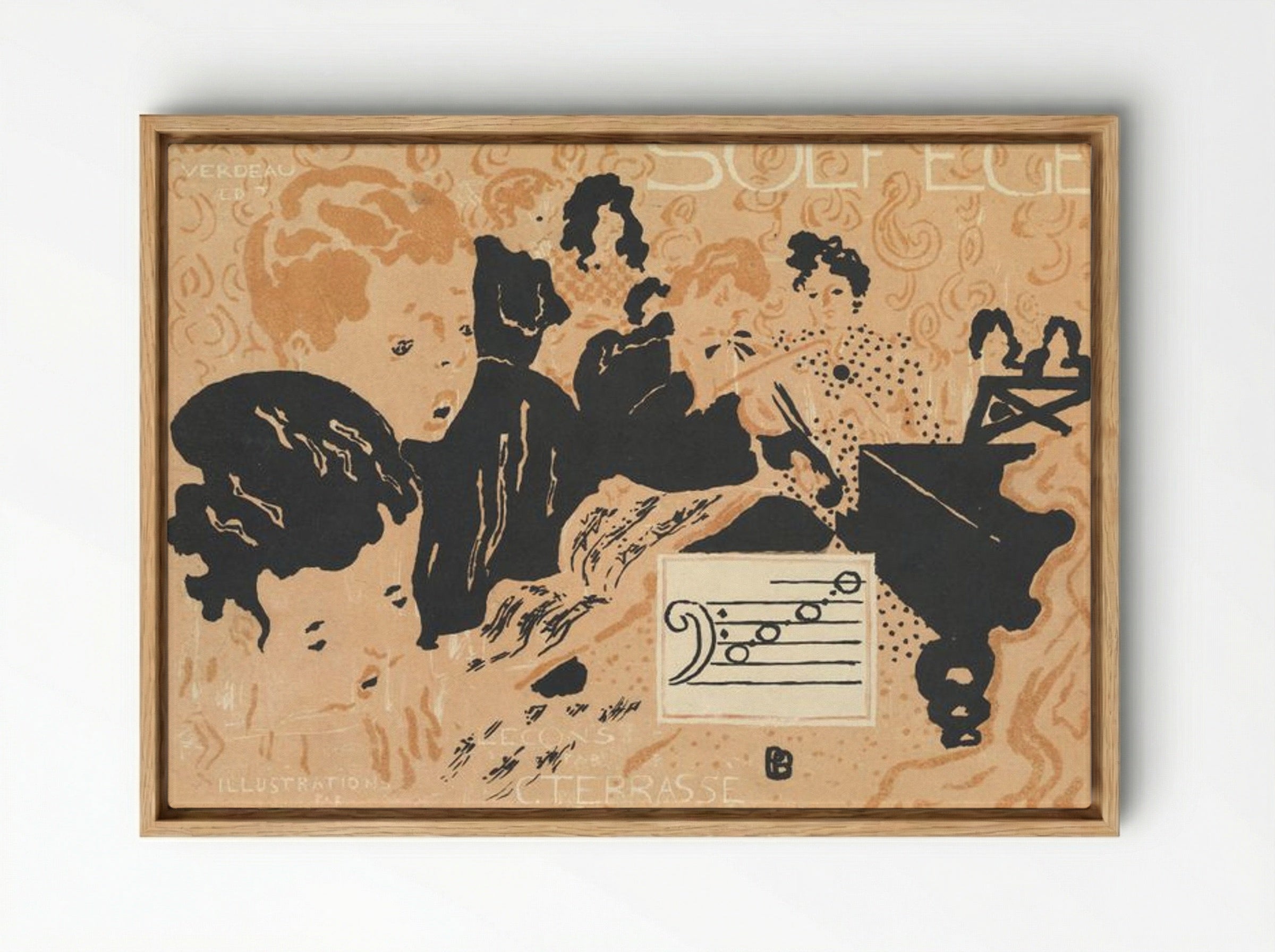 Preliminary Cover Design for Petit Solfège Illustré - Pierre Bonnard - Framed Canvas Wood