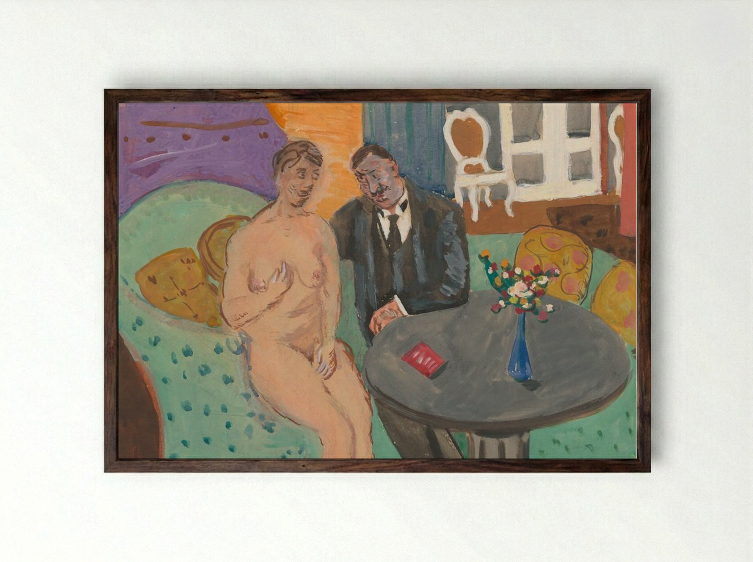 He and Sofa - Cyprián Majerník - Framed Print Dark Wood