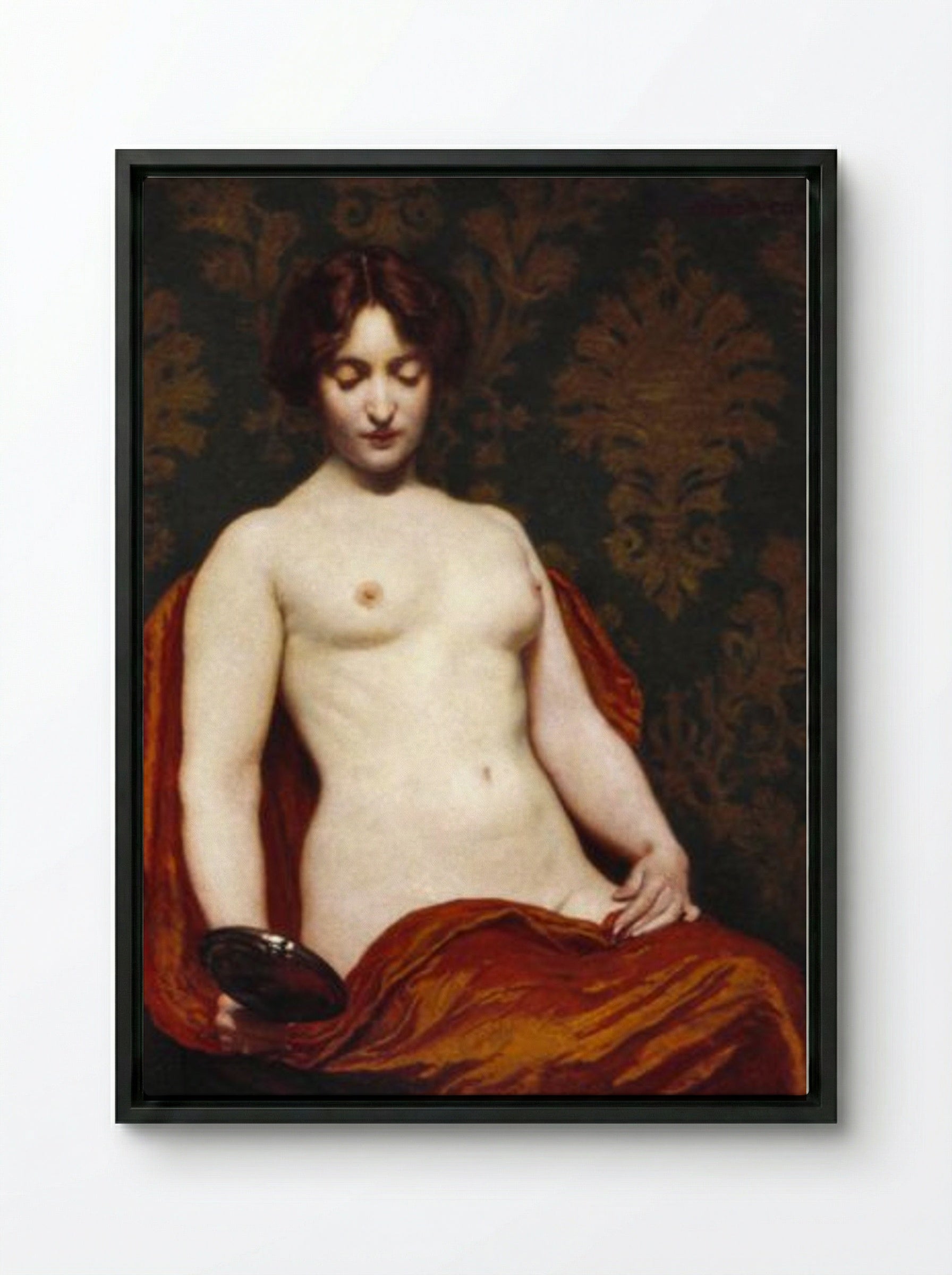 The Silver Hand Glass - Kenyon Cox - Framed Canvas Black