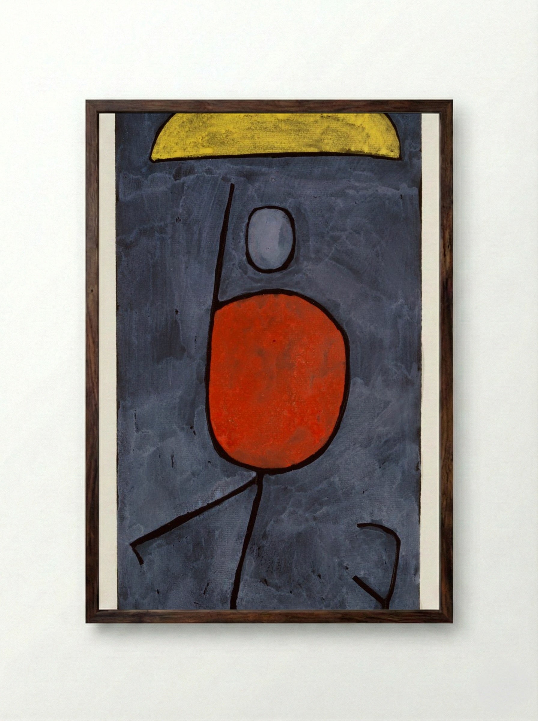 With Umbrella - Paul Klee - Framed Print Dark Wood