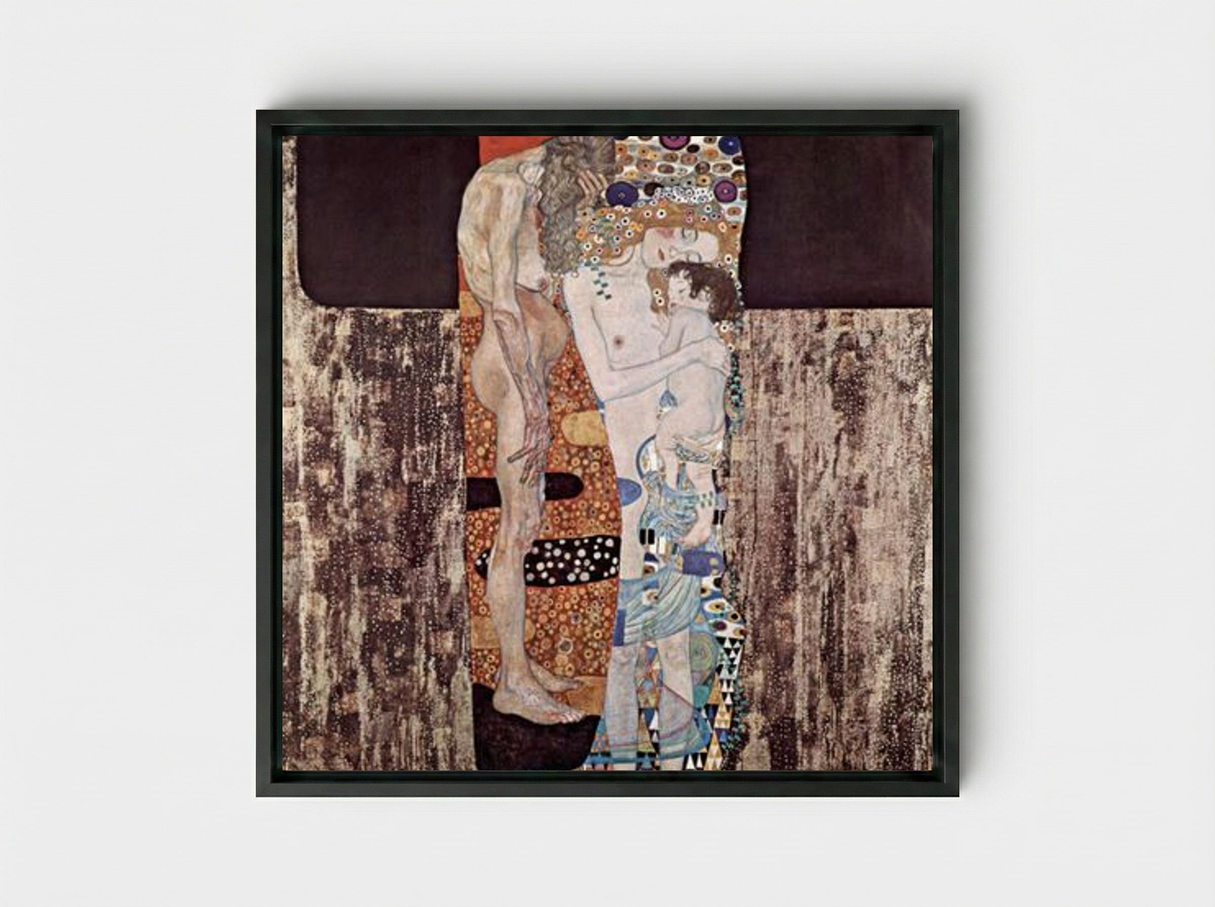 The Three Ages of Woman - Gustav Klimt - Framed Canvas Black