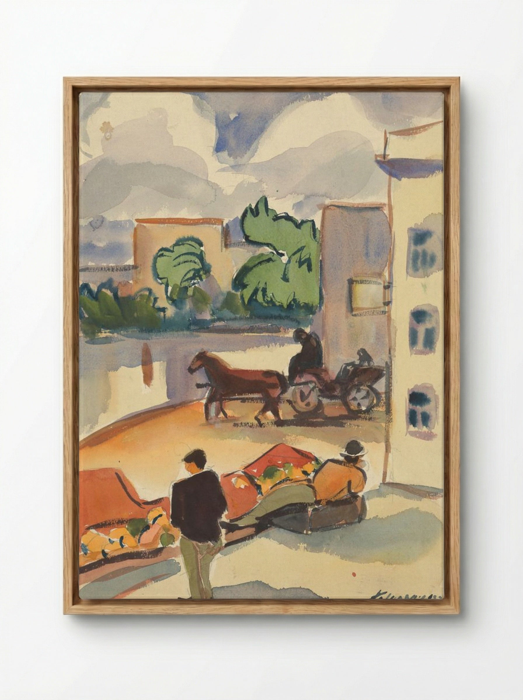 Provincial Street Scene - Zolo Palugyay - Framed Canvas Wood
