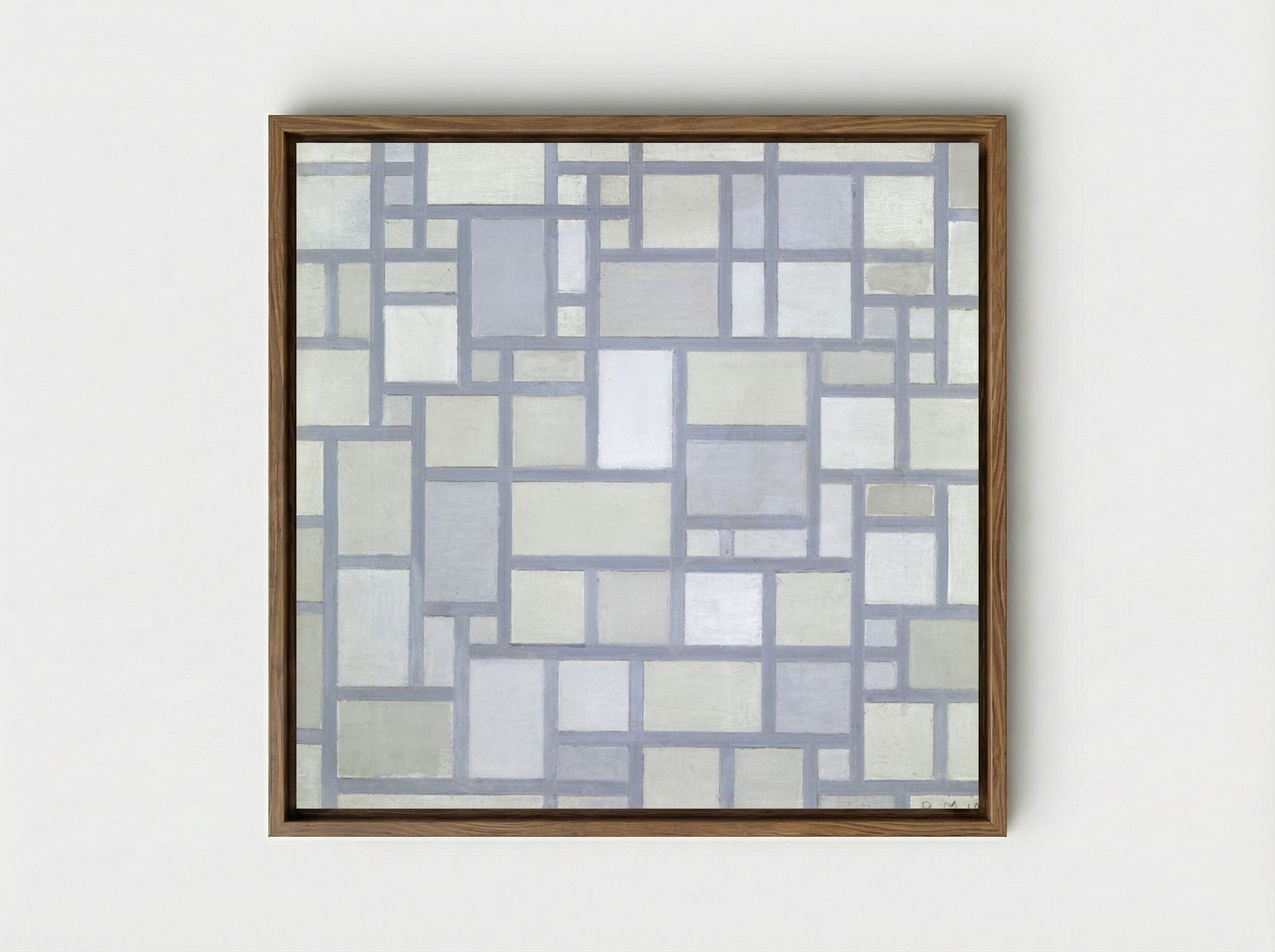 Composition with Gray Lines - Piet Mondrian - Framed Canvas Wood