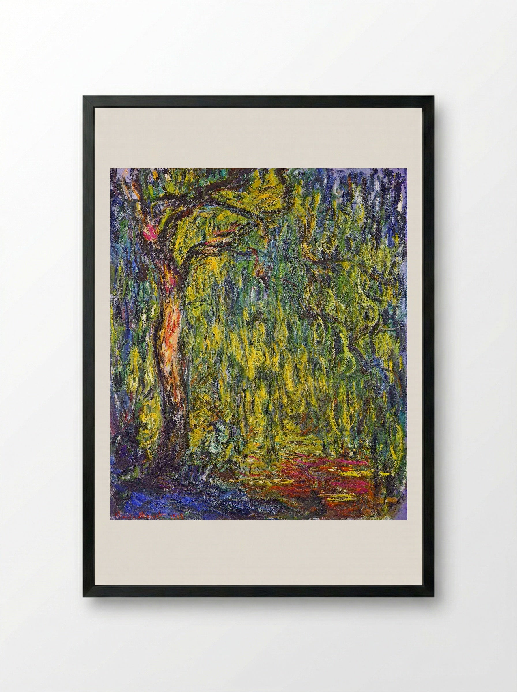 Weeping Willow - Claude Monet - Framed Print Black