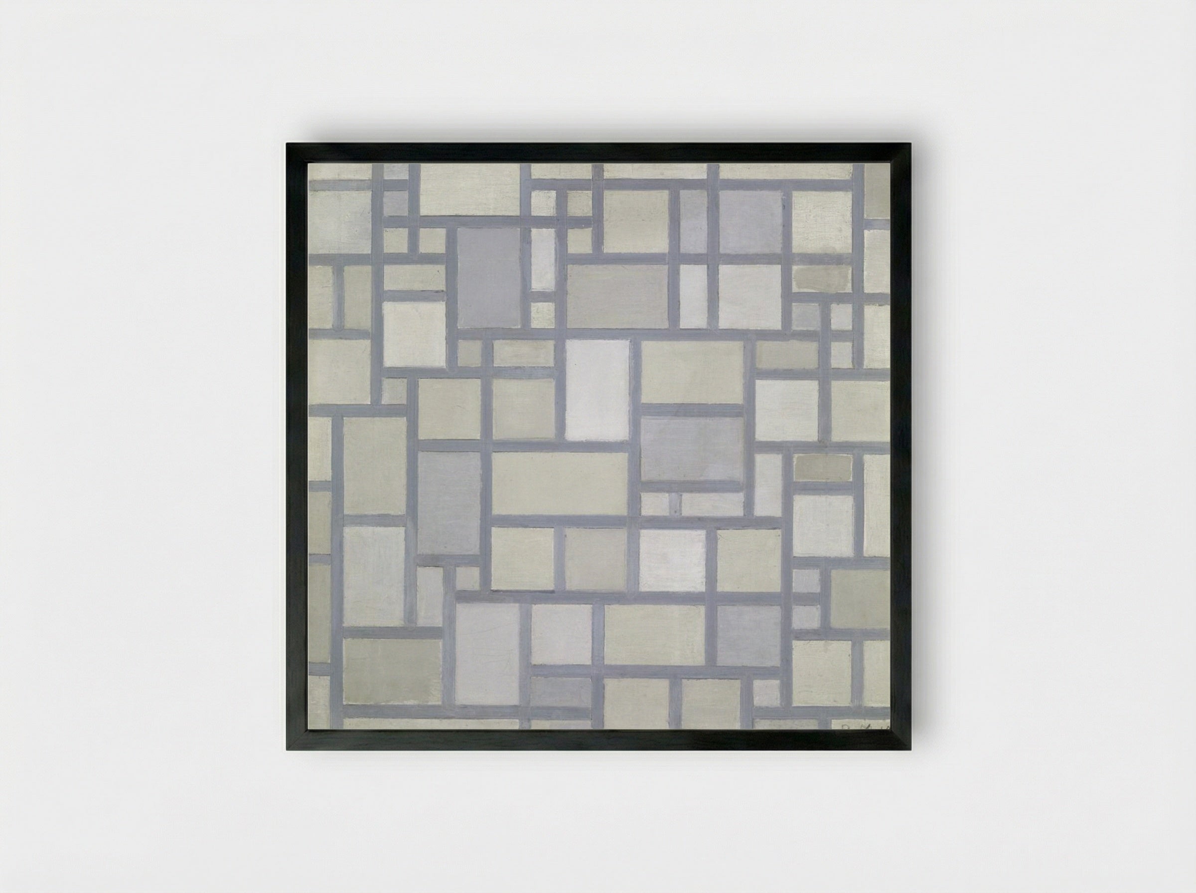 Composition with Gray Lines - Piet Mondrian - Framed Print Black