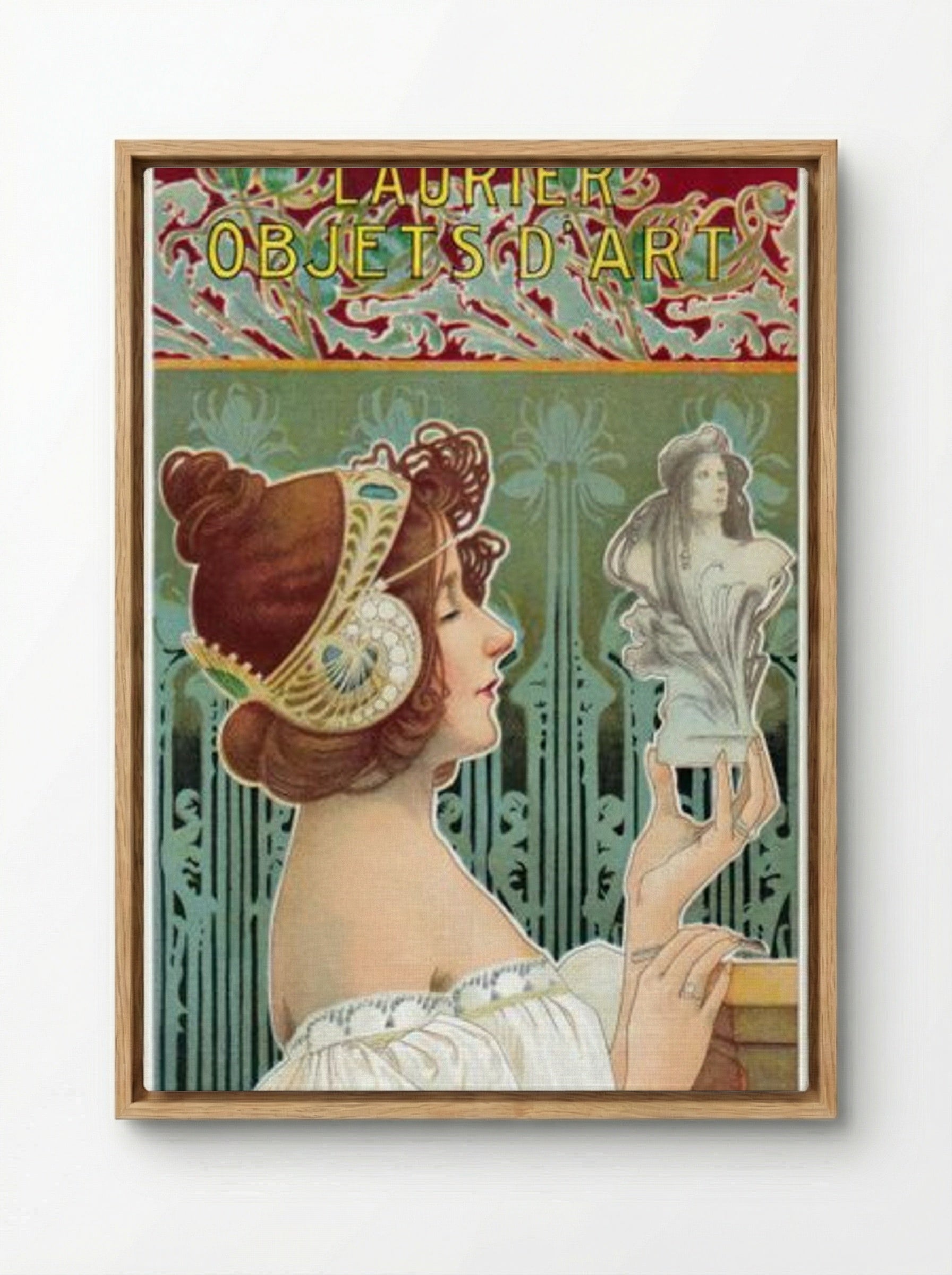 Laurier, Objets d'Art - Alphonse Mucha - Framed Canvas Wood