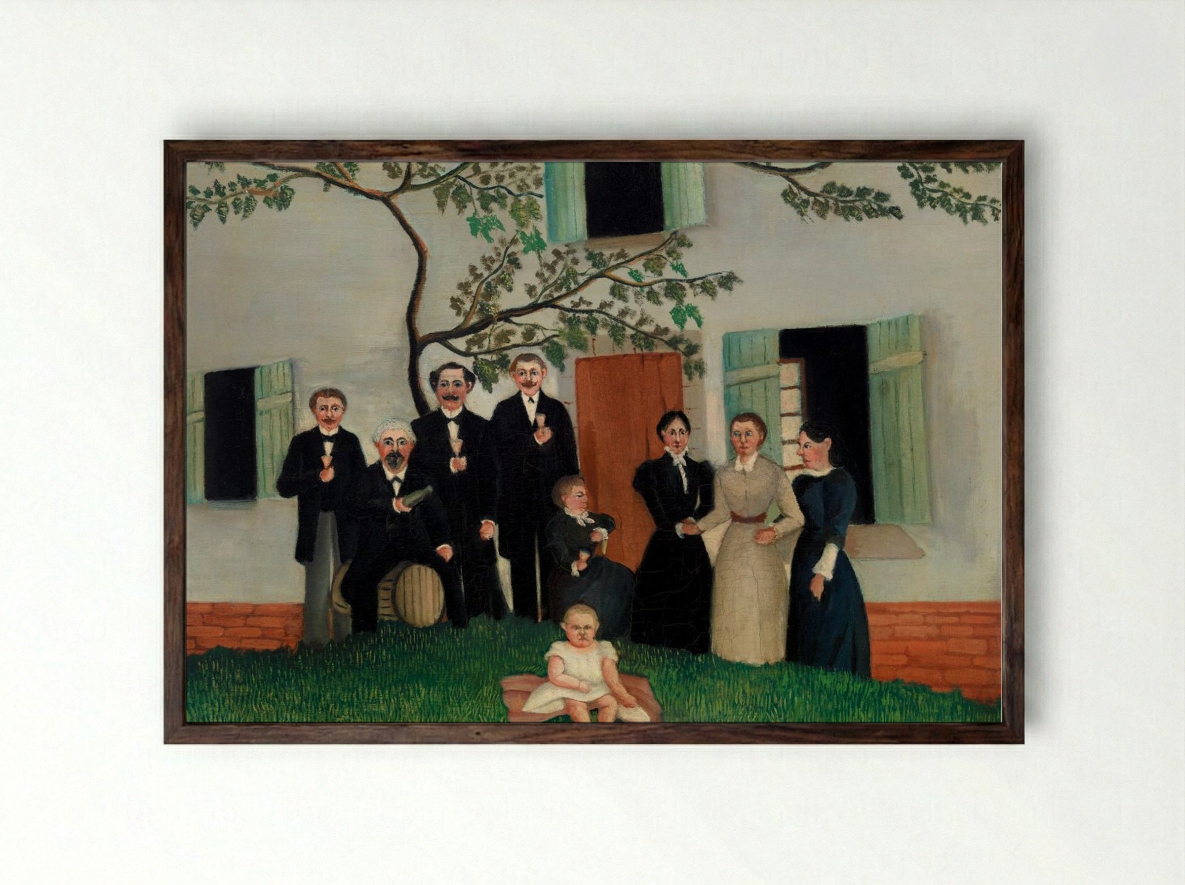 The Family (La Famille) - Henri Rousseau - Framed Print Dark Wood