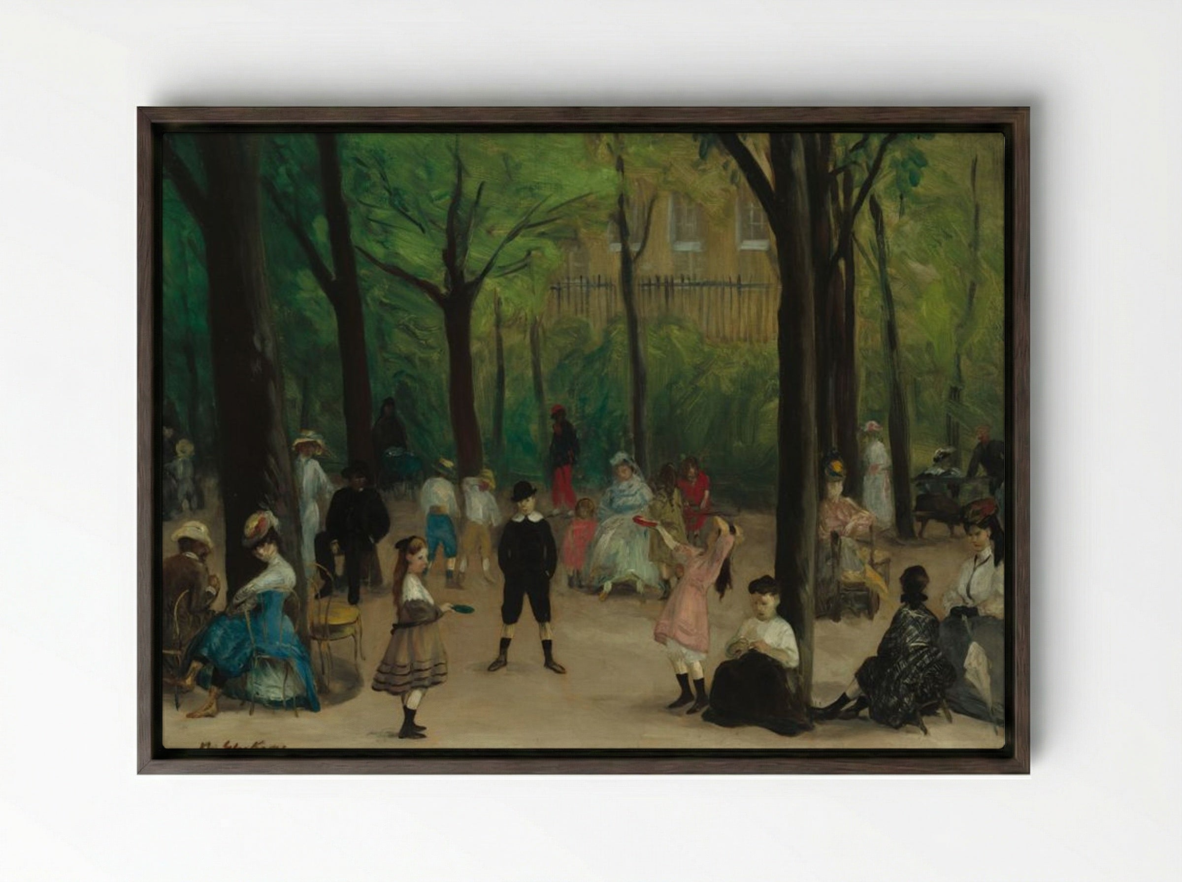 Luxembourg Gardens - William James Glackens - Framed Canvas Dark Wood