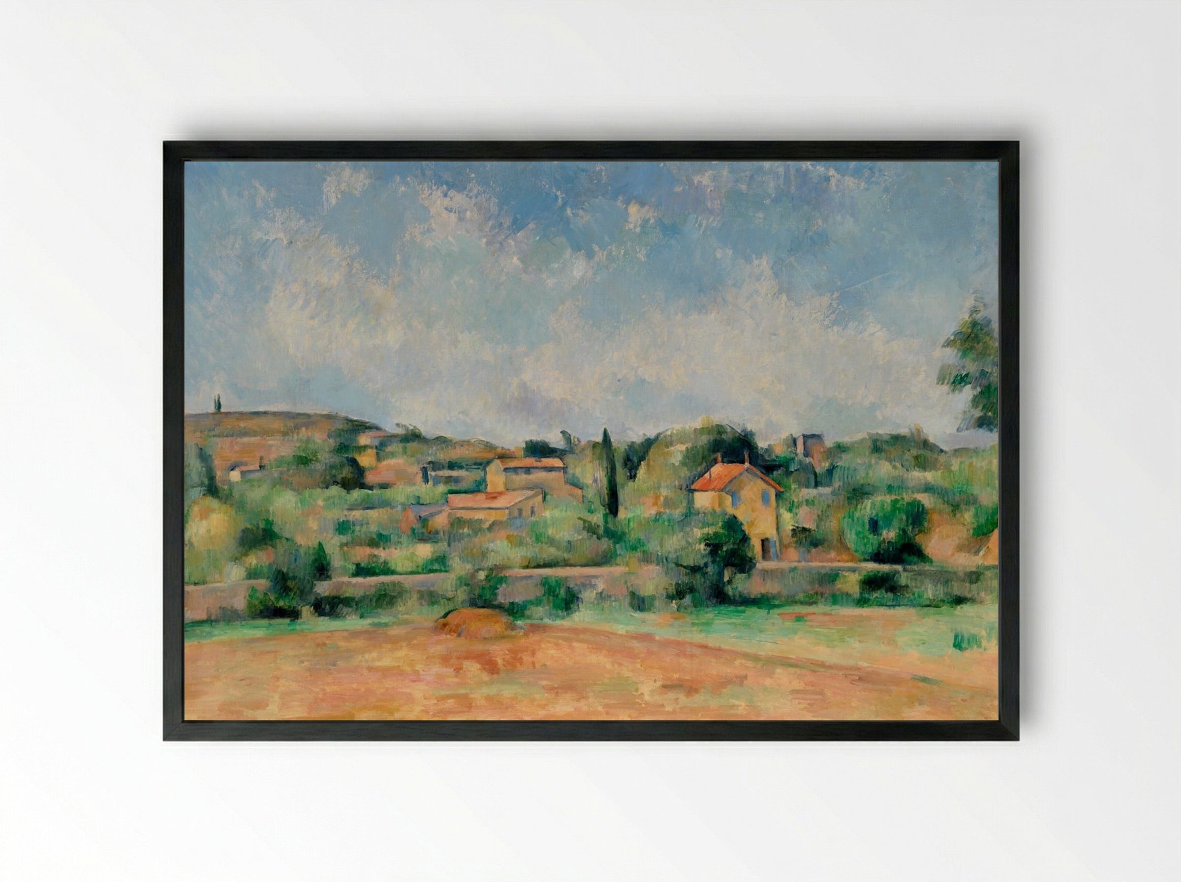 The Bellevue Plain (also called The Red Earth) - Paul Cézanne - Framed Print Black
