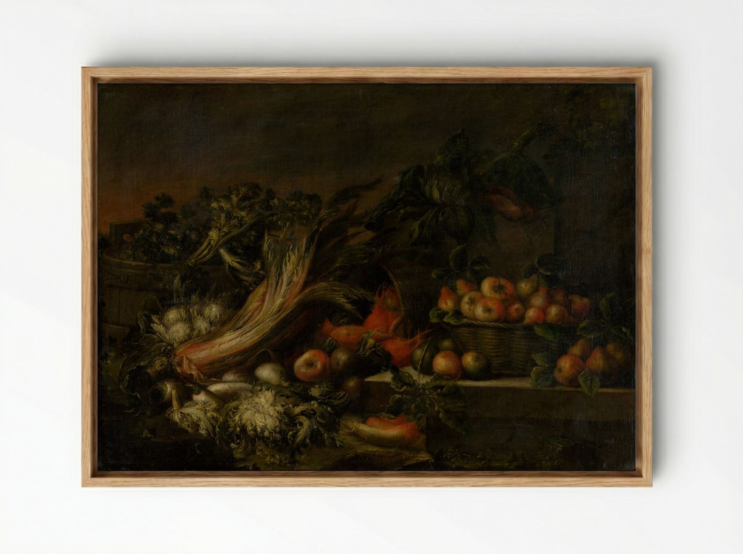 Still Life with Vegetables and Fruit - Fine Art Print - Framed Canvas Wood