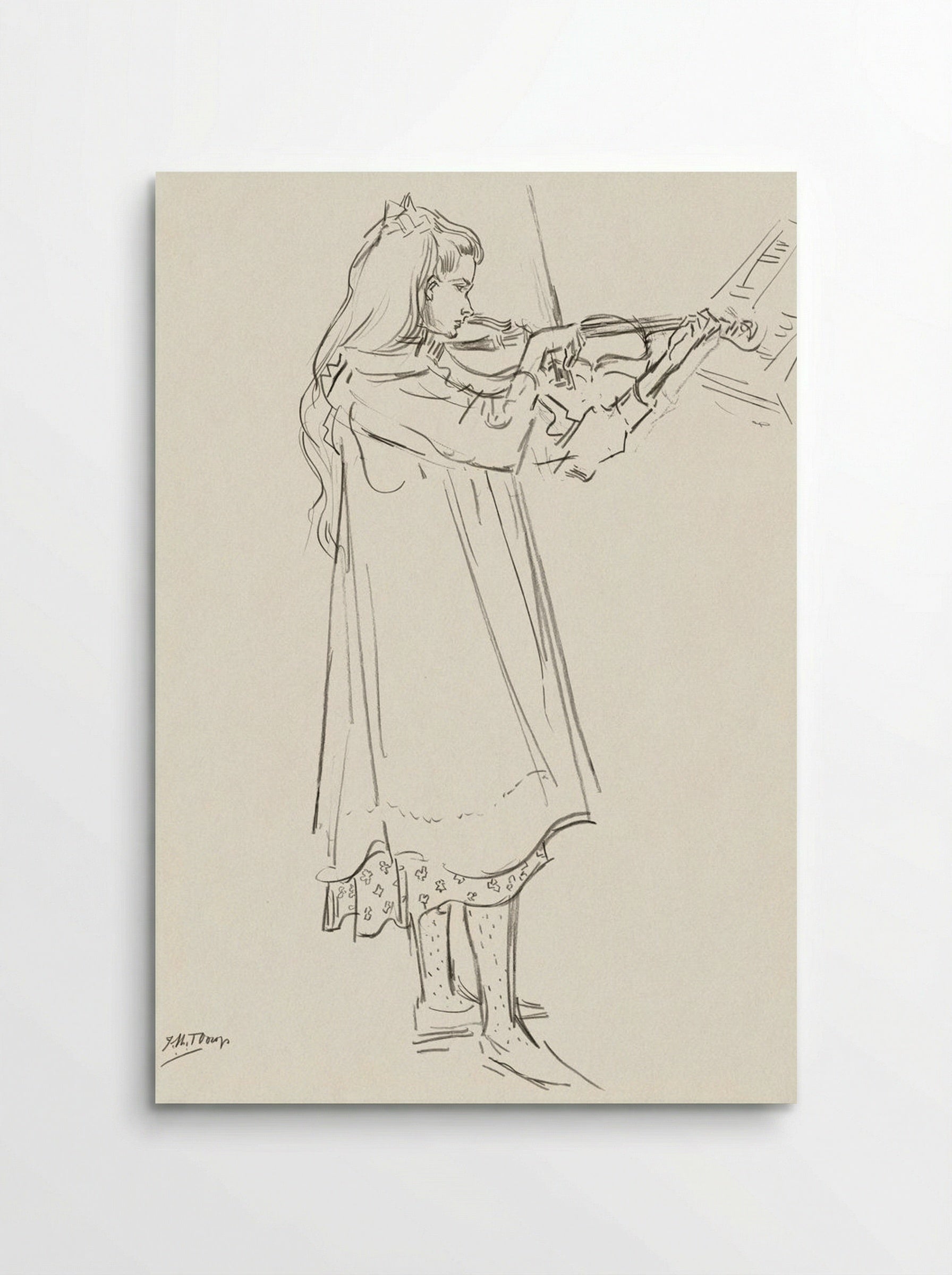 Girl Playing the Violin - Jan Toorop - Poster