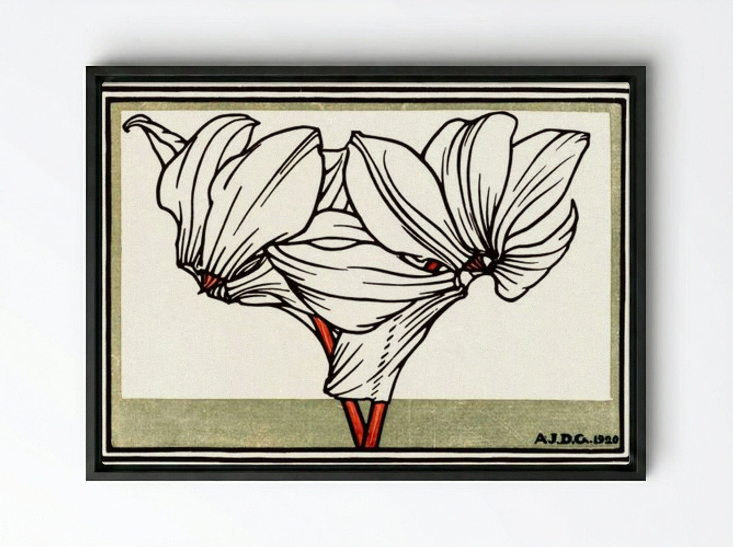 Cyclamen - Julie de Graag - Framed Canvas Black