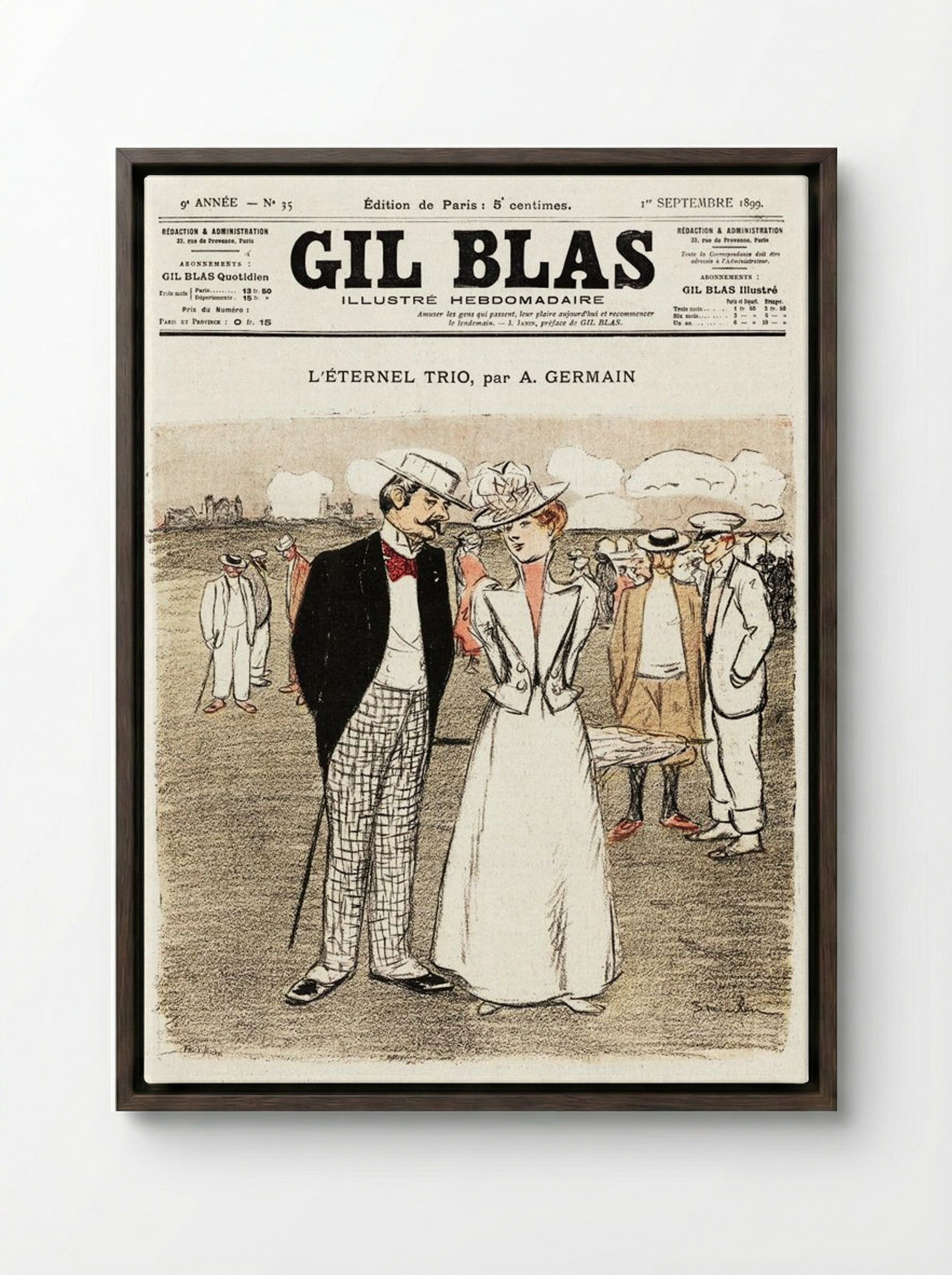 The Eternal Trio - Théophile Alexandre Steinlen - Framed Canvas Dark Wood