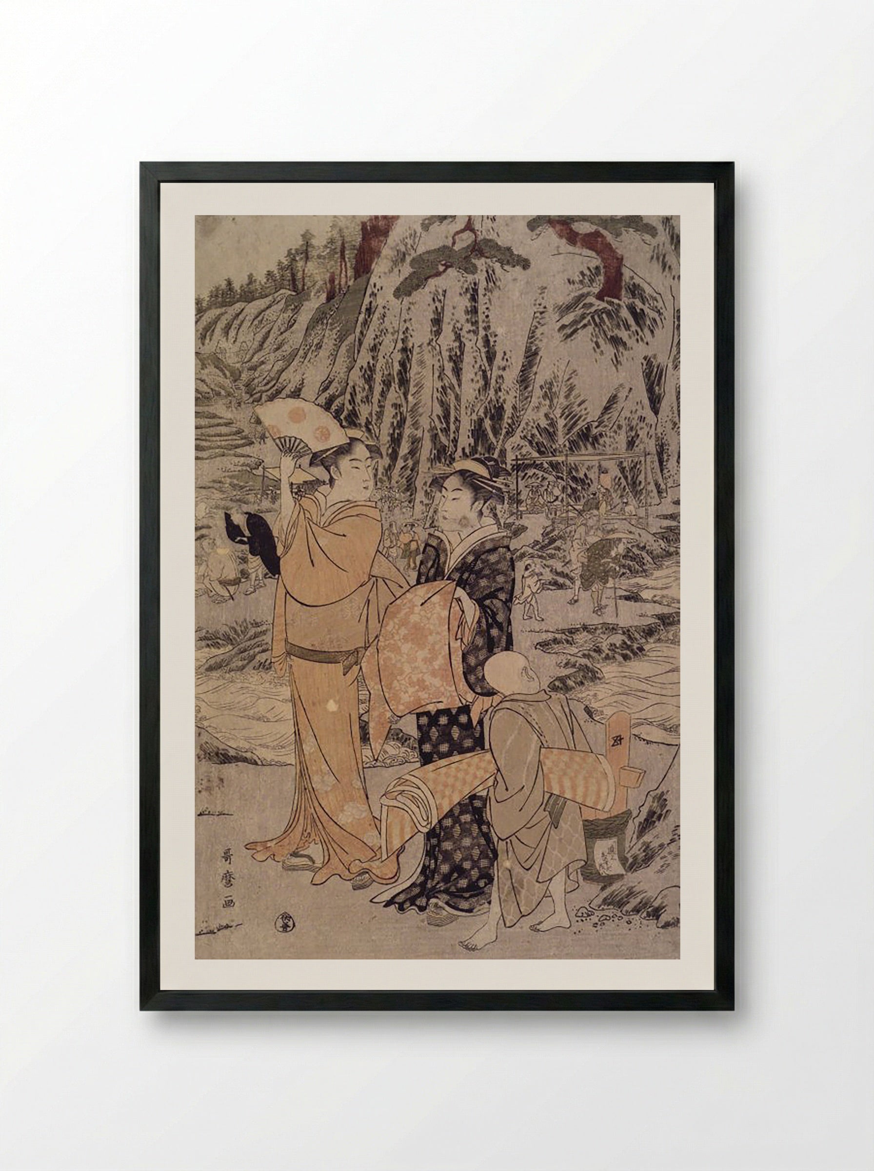 Along the Shore of Yènoshim - Utagawa Toyokuni - Framed Print Black