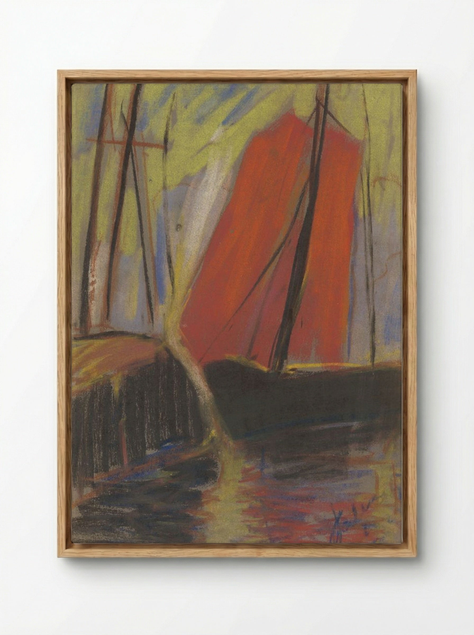 Red Yacht - Zolo Palugyay - Framed Canvas Wood