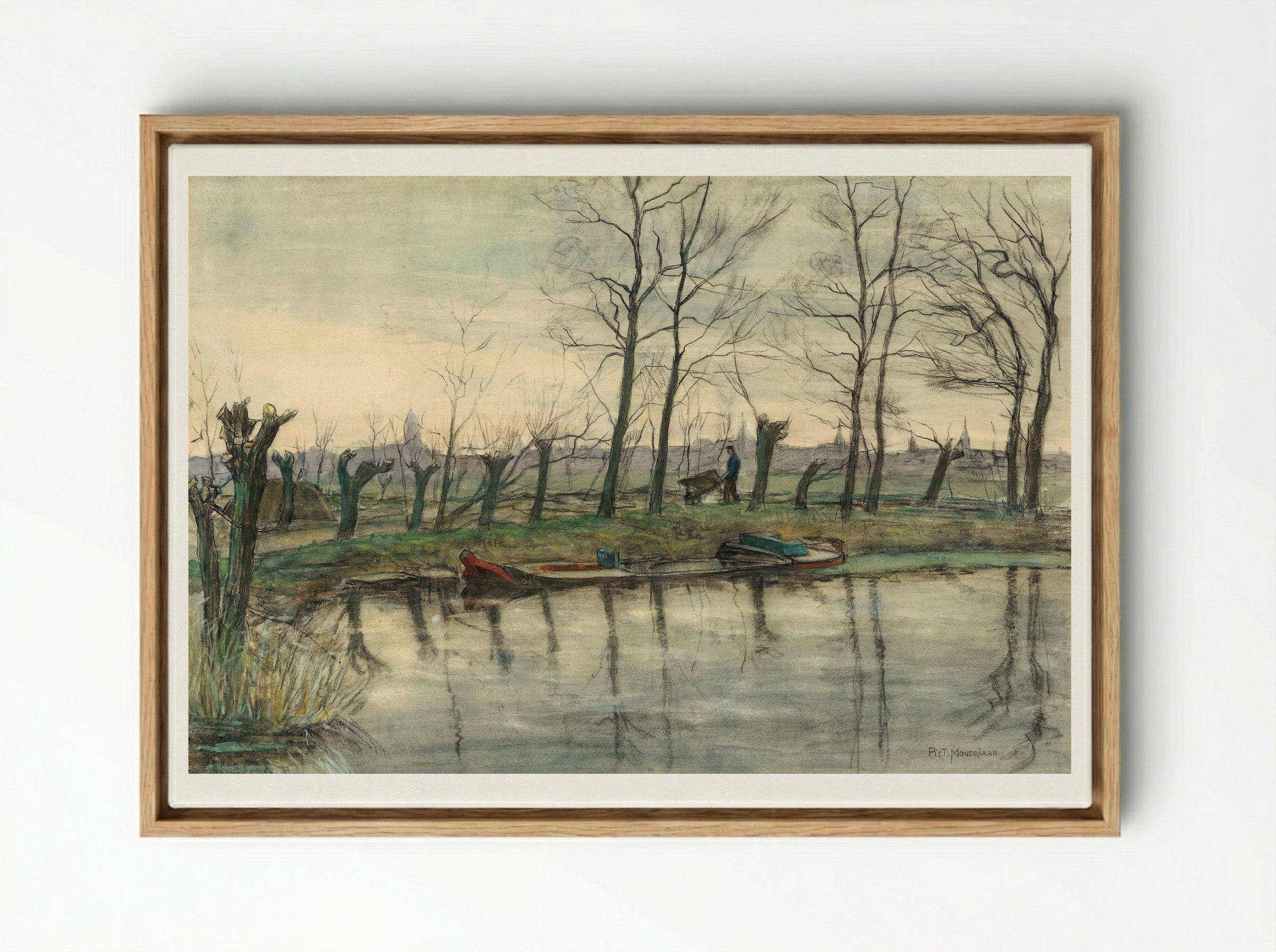 Amsterdam Skyline Viewed from the West - Piet Mondrian - Framed Canvas Wood