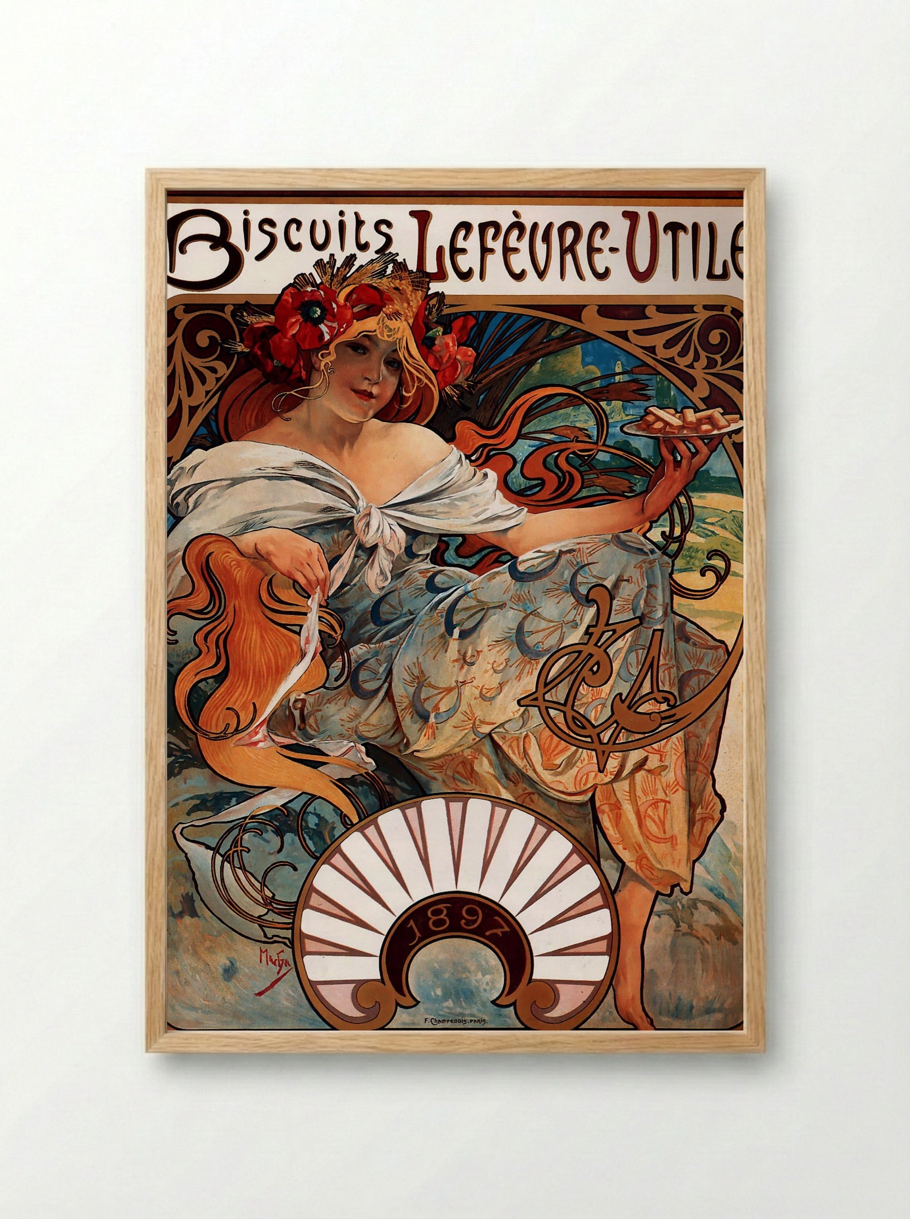 Biscuits Lefèvre-Utile - Alphonse Mucha - Framed Print Wood
