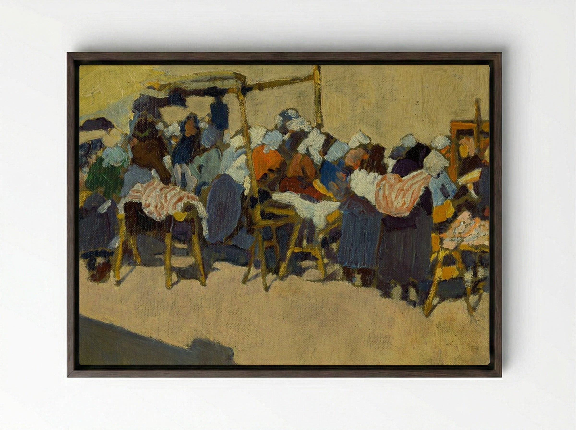 On the Market - Konstantin Bauer - Framed Canvas Dark Wood
