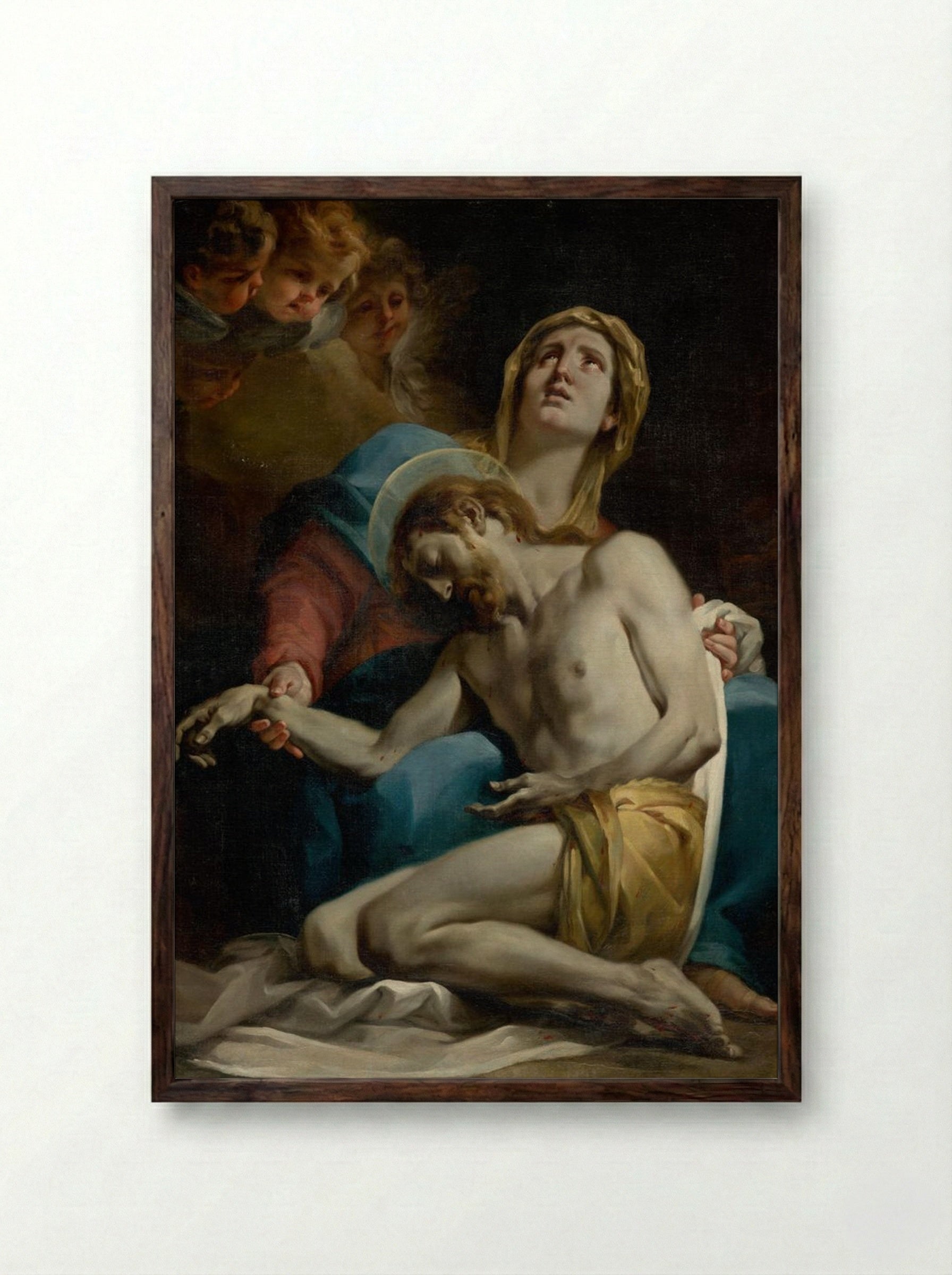 Pietà - Corrado Giaquinto - Framed Print Dark Wood