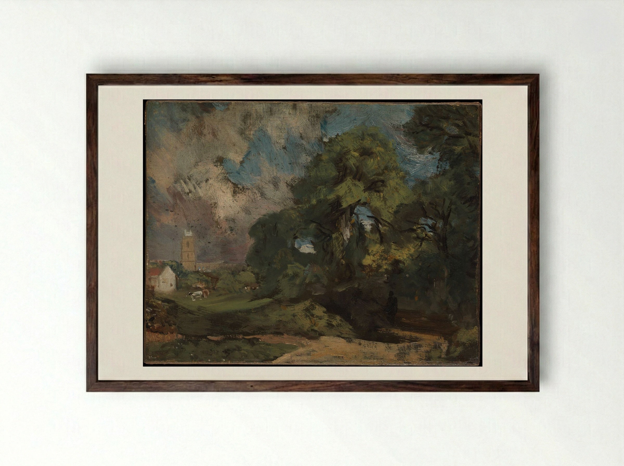 Stoke-by-Nayland - John Constable - Framed Print Dark Wood